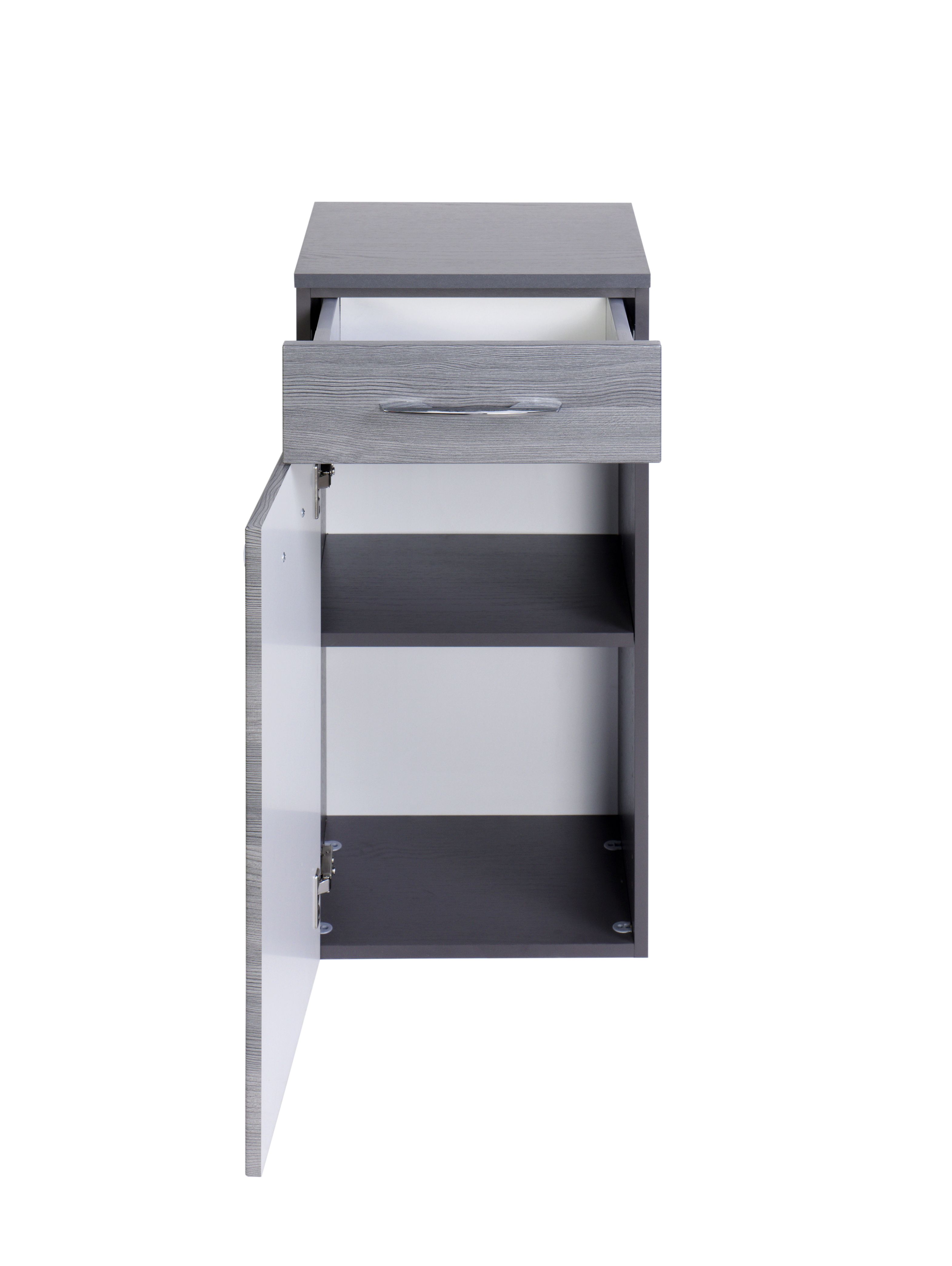 Armoire salle de bains Florent 40cm 1 porte & 1 tiroir - graphite/chêne gris - Image 4