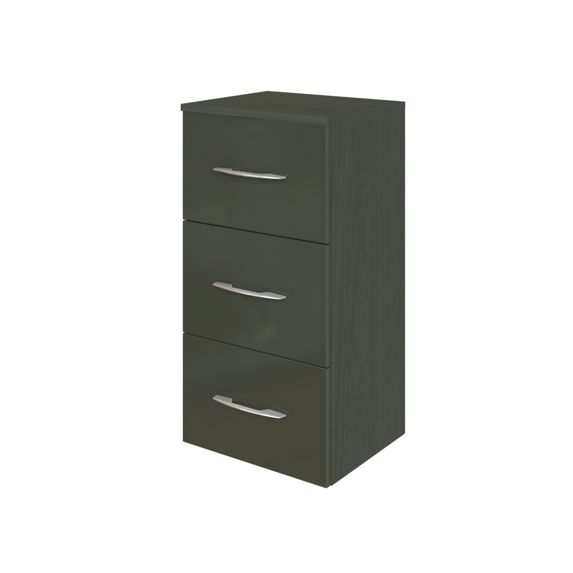Armoire salle de bains Florent 40cm 3 tiroirs - graphite/gris brillant - Image 4