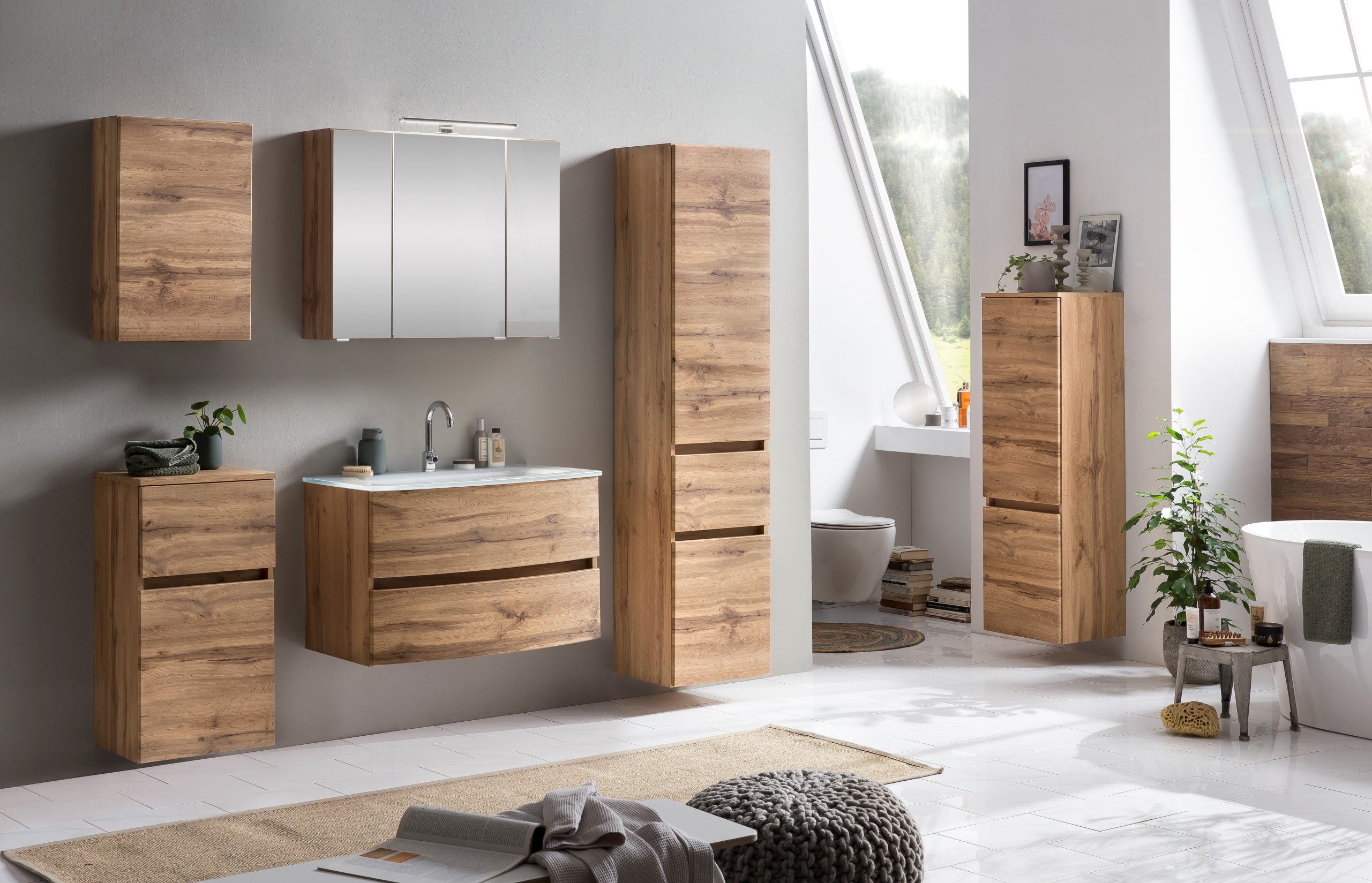 Armoire salle de bains Kornel 40cm 1 porte & 1 tiroir - chêne - Image 2