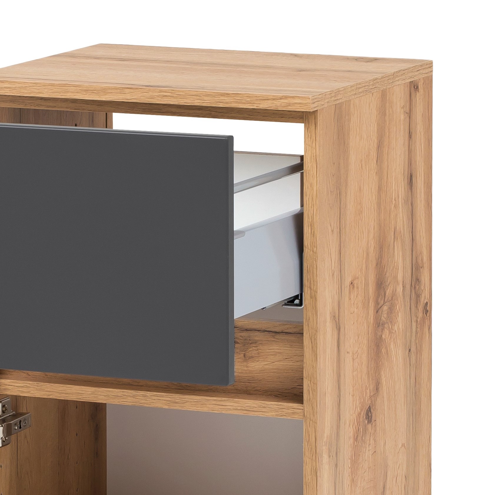 Armoire salle de bains Kornel/Luna 40cm 1 porte & 1 tiroir - chêne/gris mat - Image 7
