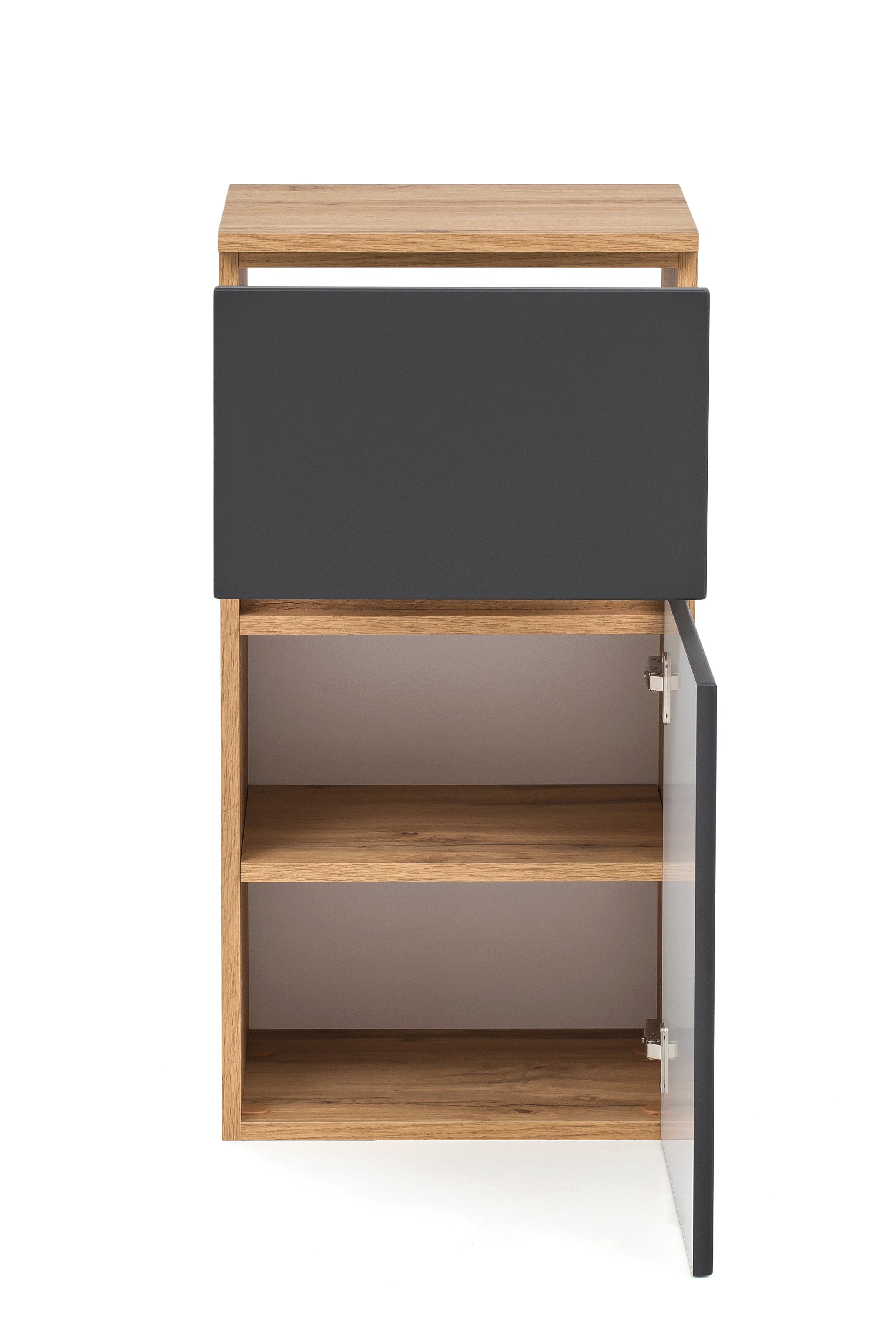 Armoire salle de bains Kornel/Luna 40cm 1 porte & 1 tiroir - chêne/gris mat - Image 8