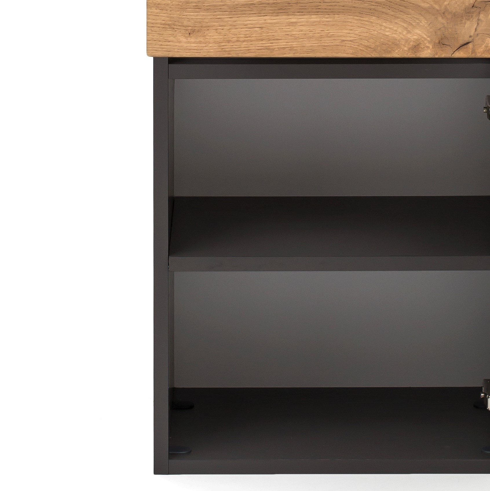 Armoire salle de bains Kornel/Luna 40cm 1 porte & 1 tiroir - gris graphite/chêne - Image 6