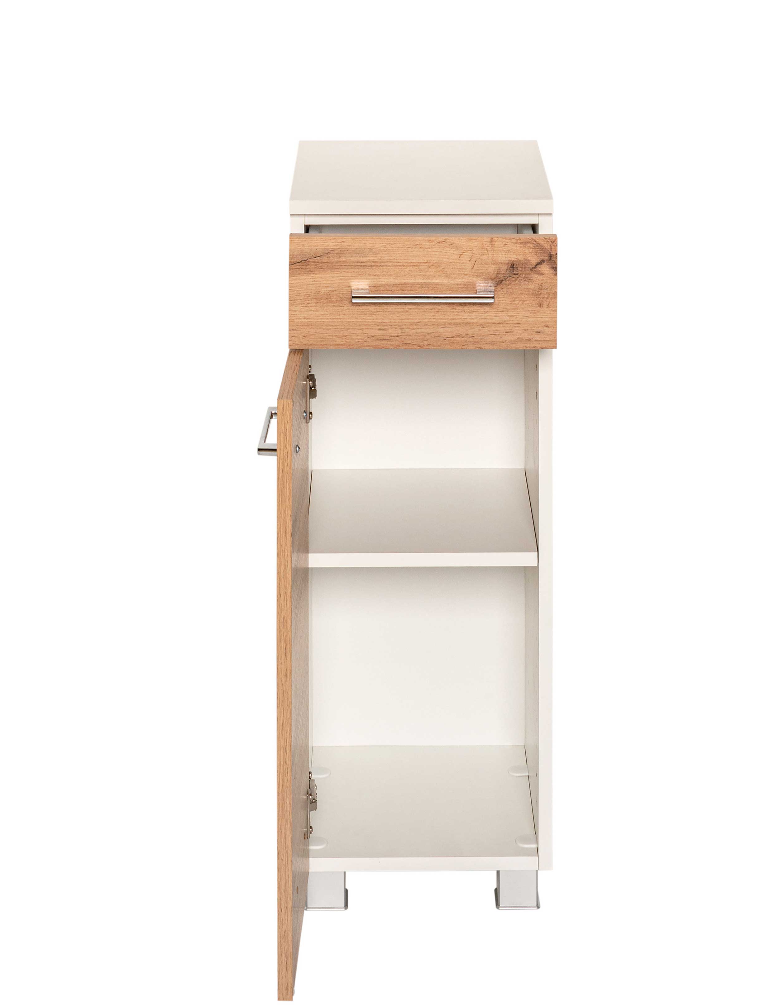 Armoire salle de bains Pares 30cm 1 porte & 1 tiroir - blanc/chêne wotan - Image 9