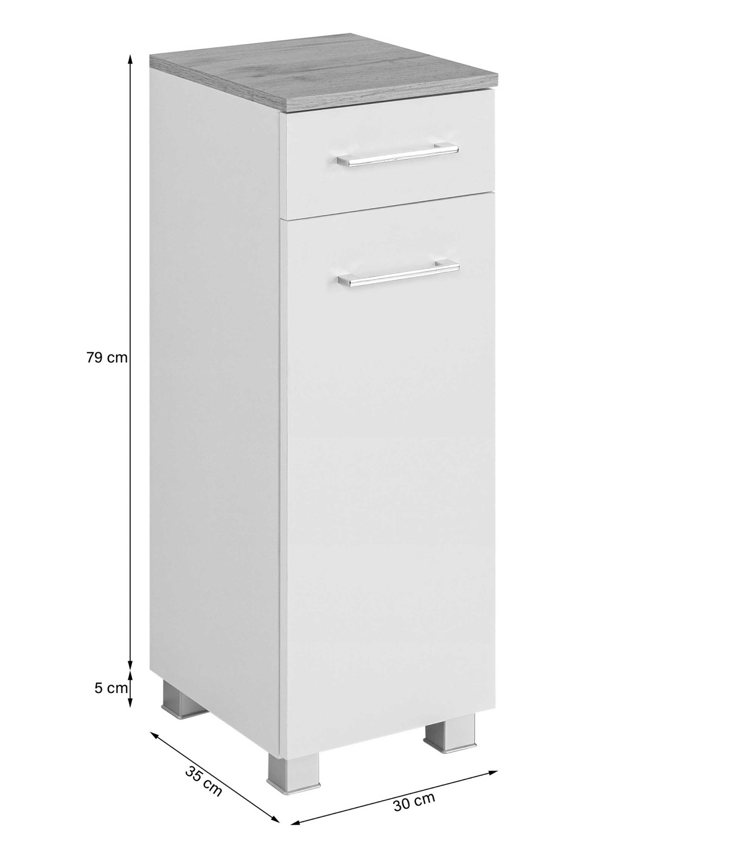 Armoire salle de bains Pares 30cm 1 porte & 1 tiroir - blanc - Image 10