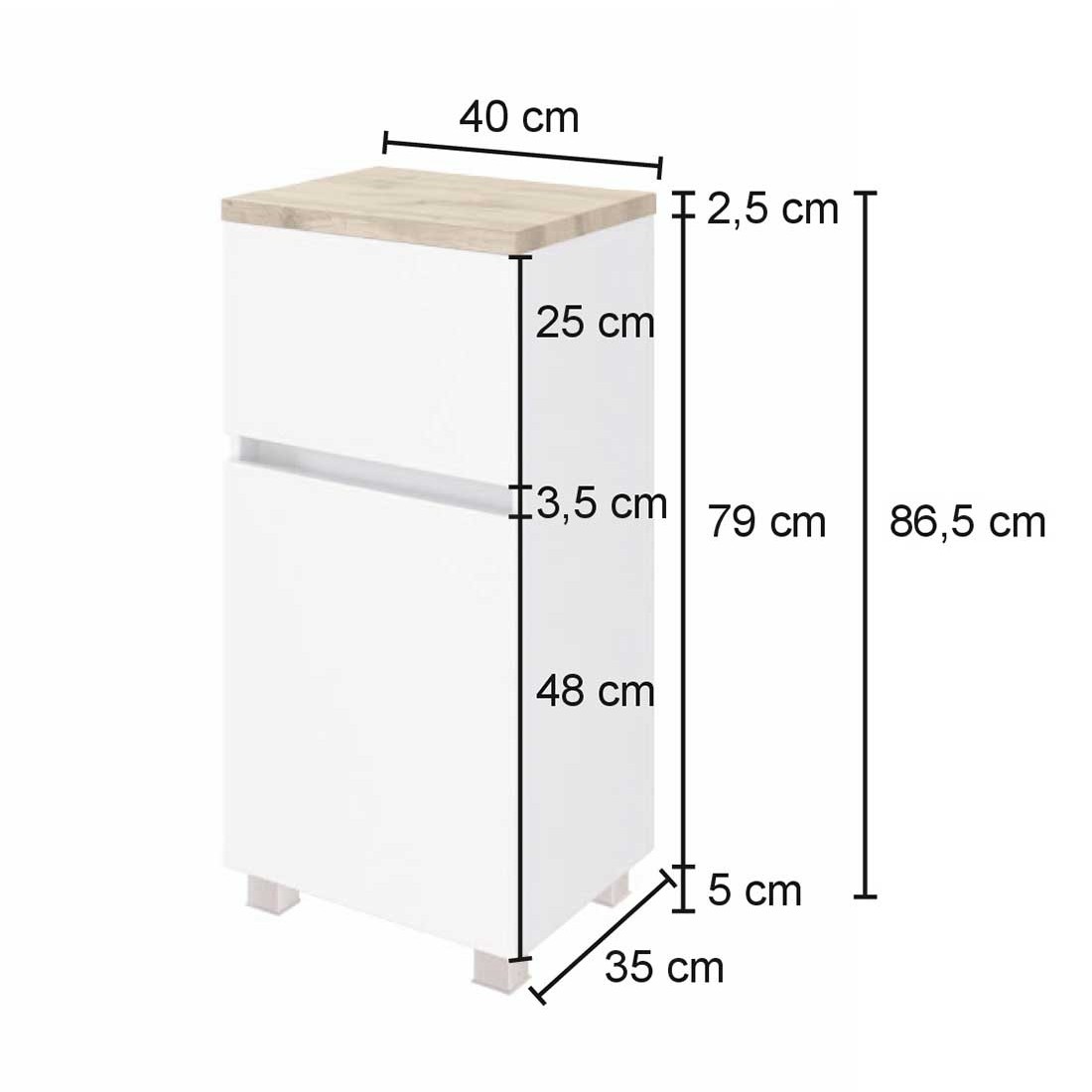Armoire salle de bains Pisca 40cm 1 porte & 1 tiroir - graphite - Image 8