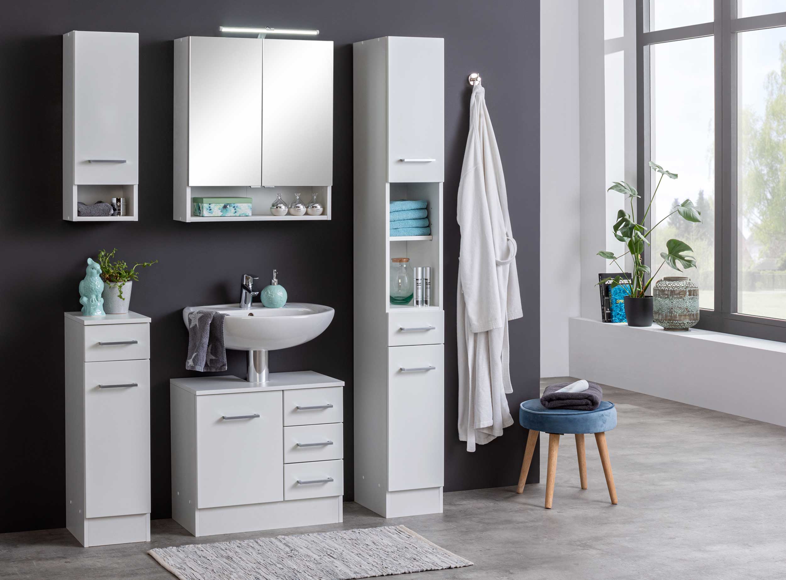 Armoire salle de bains Ricca 25cm 1 porte & 1 tiroir - blanc - Image 10