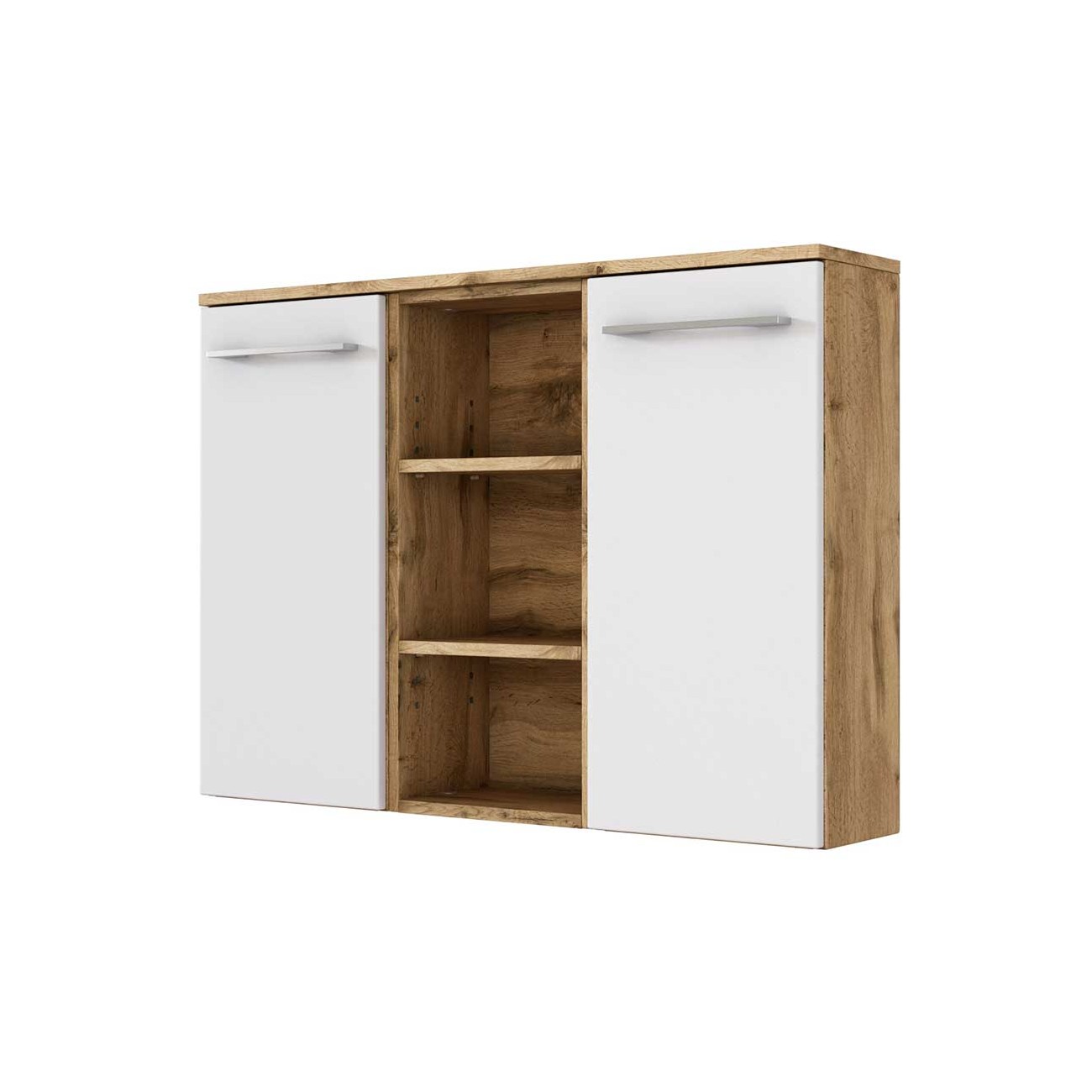 Armoire salle de bains Sefa 90cm 2 portes - chêne/blanc - Image 12