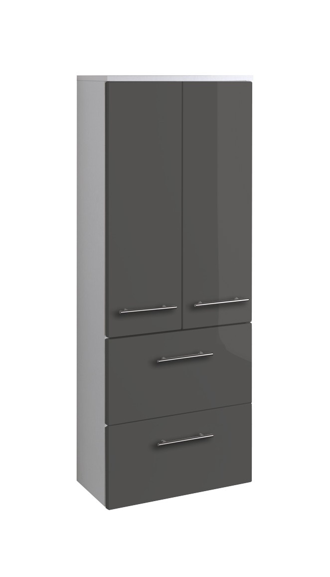 Armoire salle de bains Small 50cm 2 tiroirs & 2 portes - gris brillant - Image 10