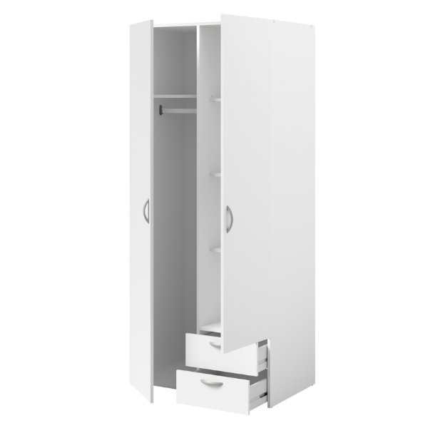 Armoire Salvador 2 portes & 2 tiroirs - blanc - Image 6