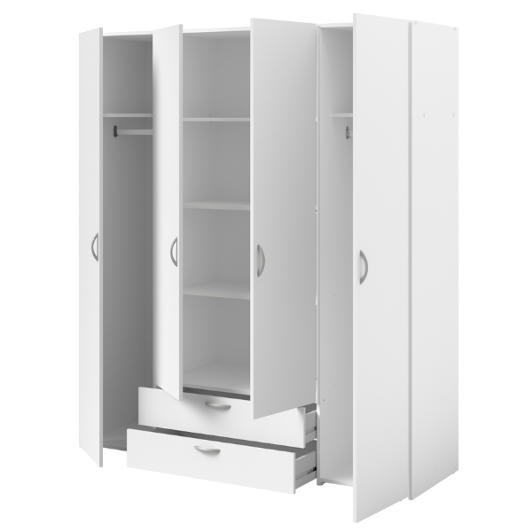 Armoire Salvador 4 portes & 2 tiroirs - blanc - Image 6