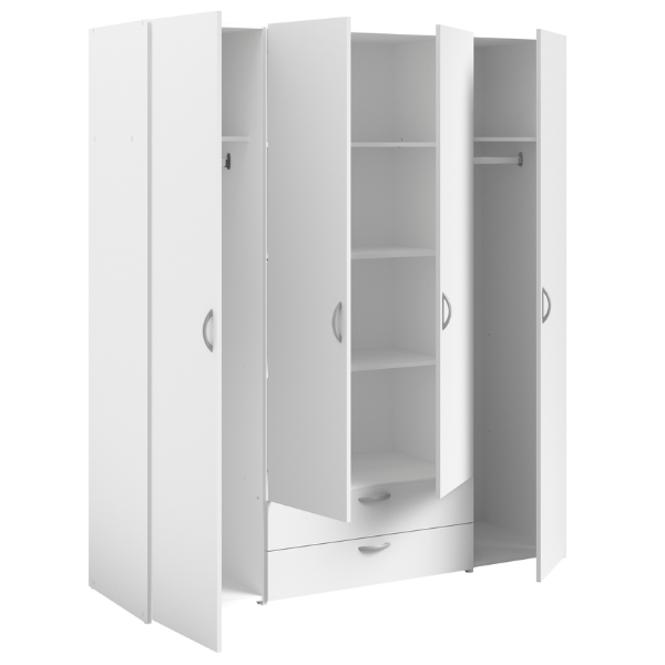 Armoire Salvador 4 portes & 2 tiroirs - blanc - Image 8