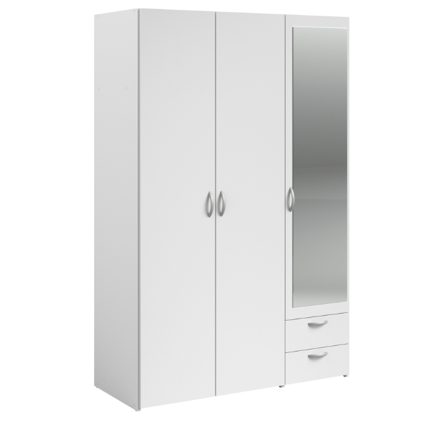 Armoire Salvador miroir, 3 portes & 2 tiroirs - blanc - Image 11