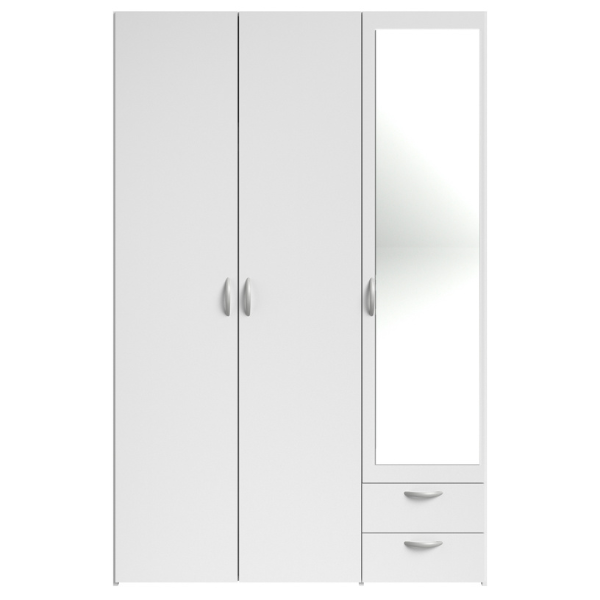Armoire Salvador miroir, 3 portes & 2 tiroirs - blanc - Image 9