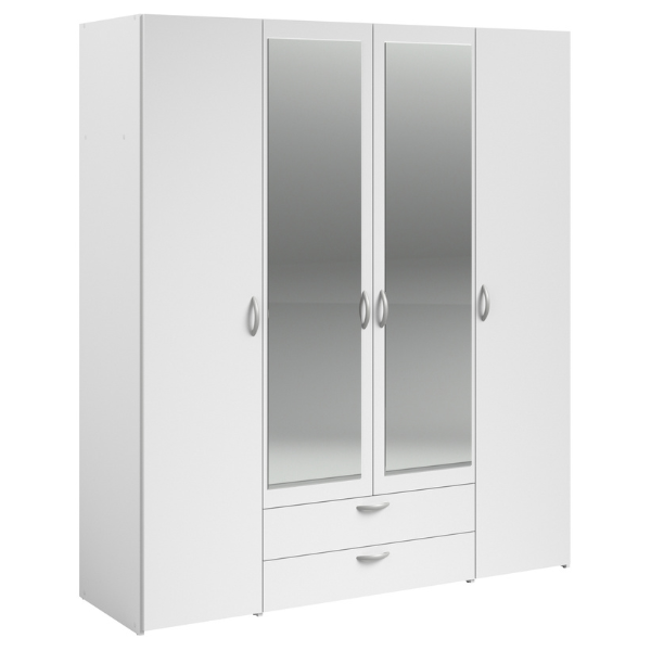 Armoire Salvador miroirs, 4 portes & 2 tiroirs - blanc - Image 11