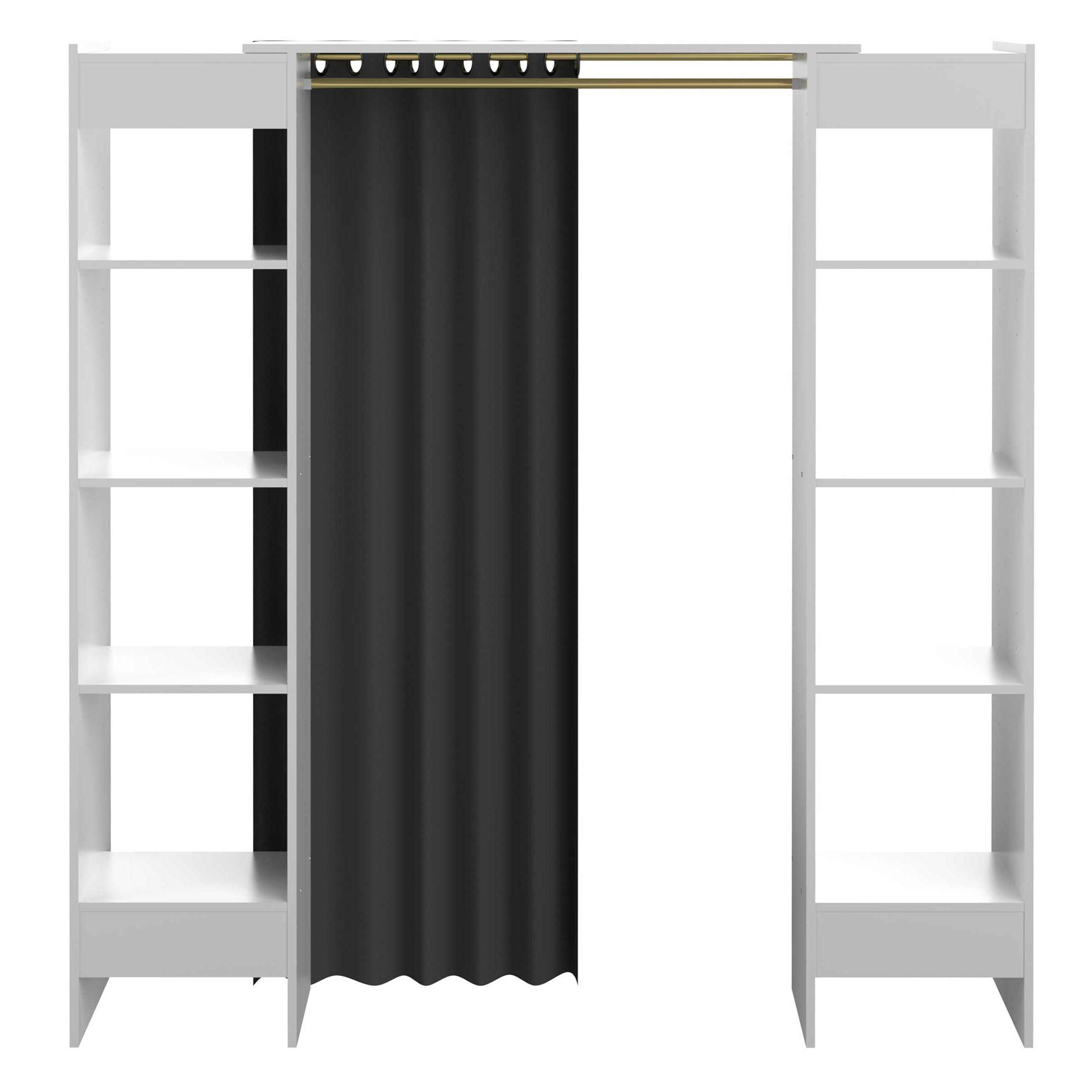 Armoire Spike 112/185cm avec rideau - blanc/gris - Image 2