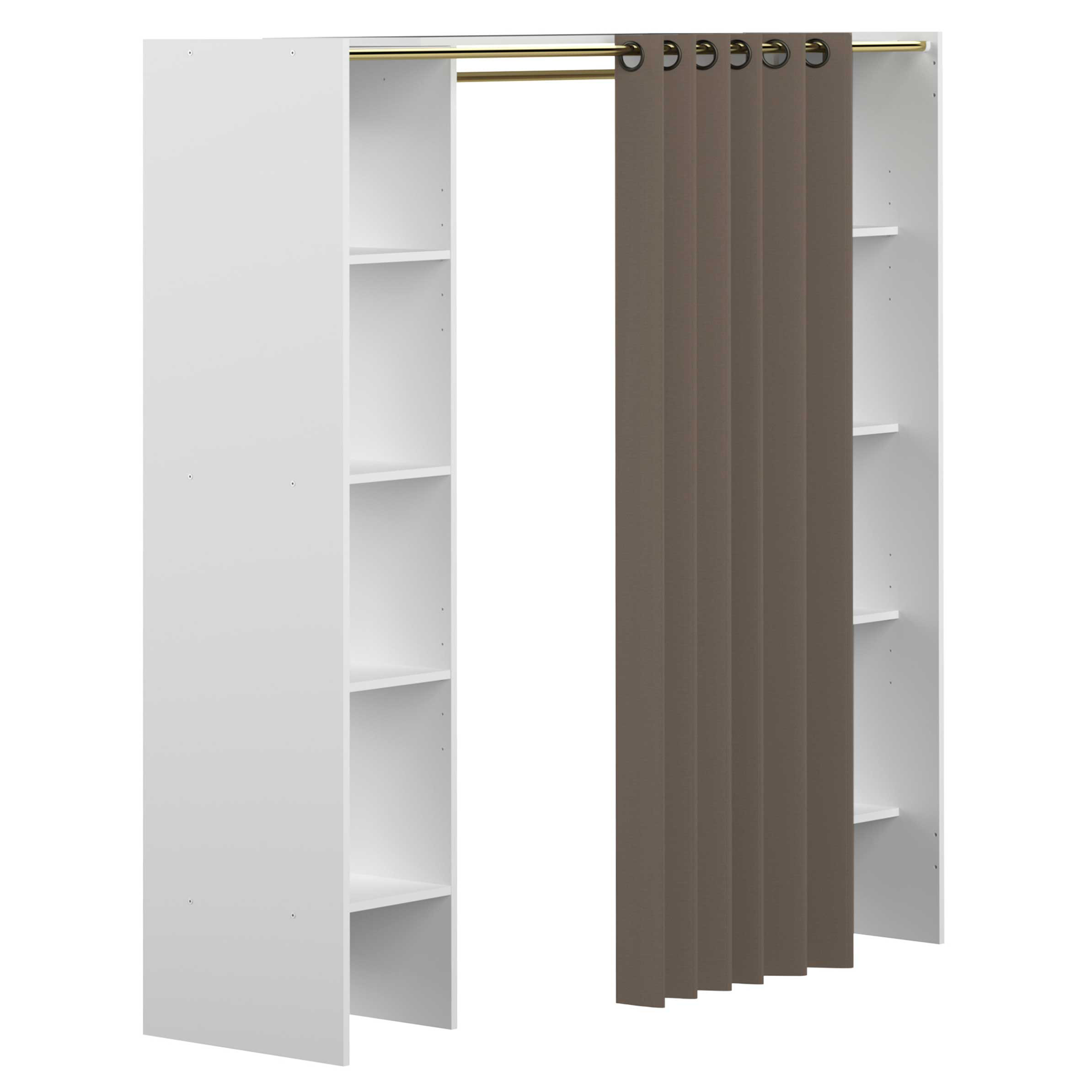 Armoire Spike 112/185cm avec rideau - blanc/taupe - Image 7