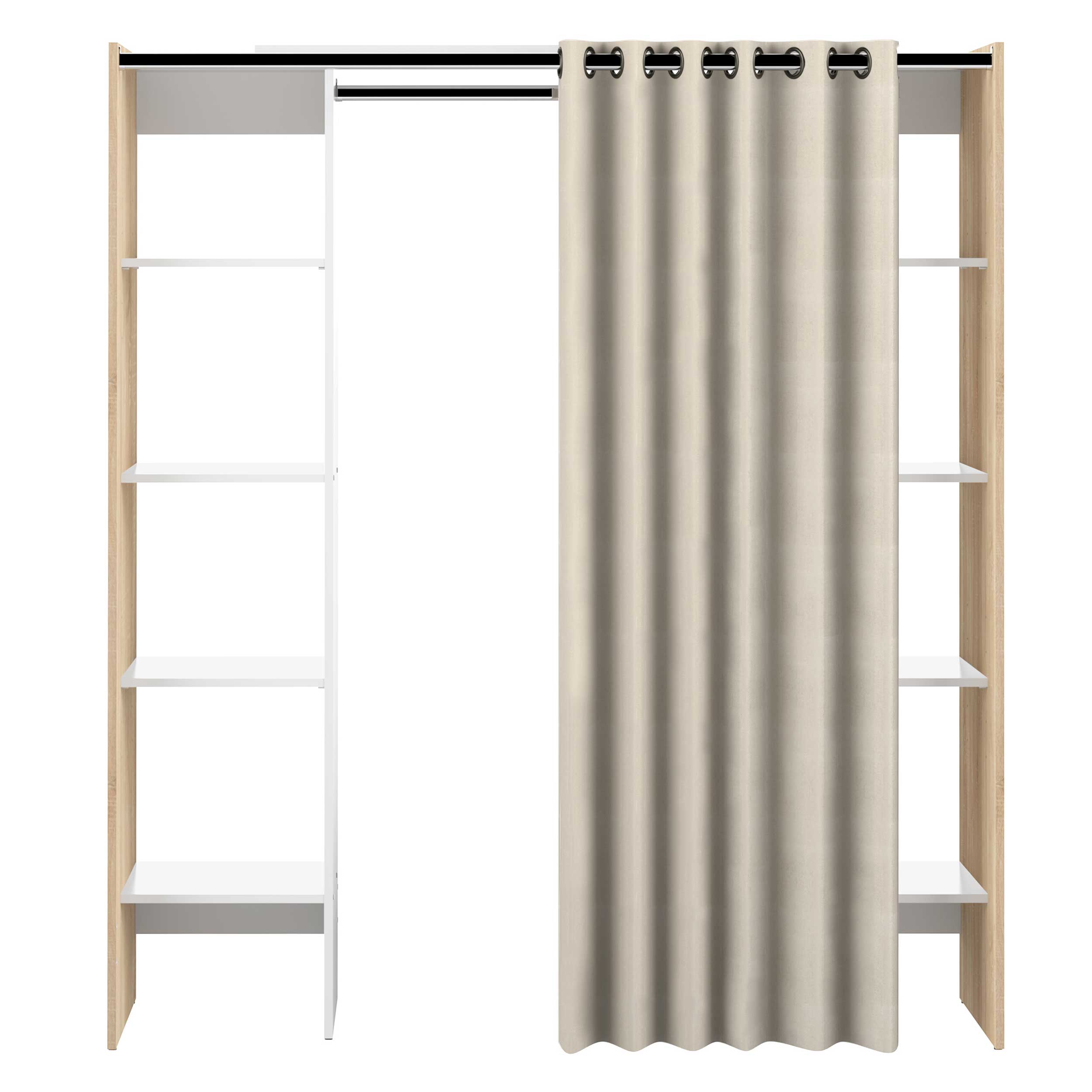 Armoire Spike 112/185cm avec rideau - chêne/écru - Image 2