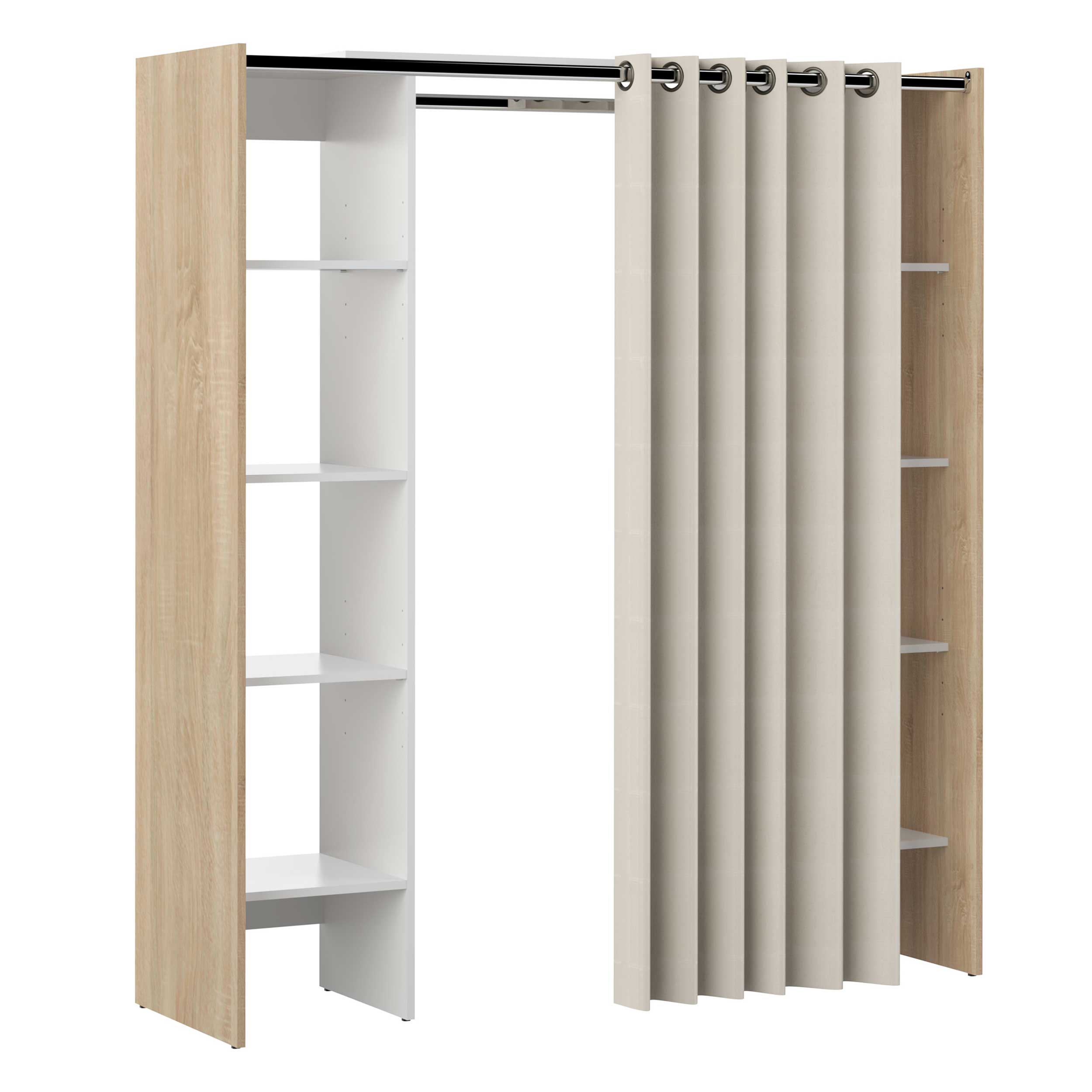 Armoire Spike 112/185cm avec rideau - chêne/écru - Image 8