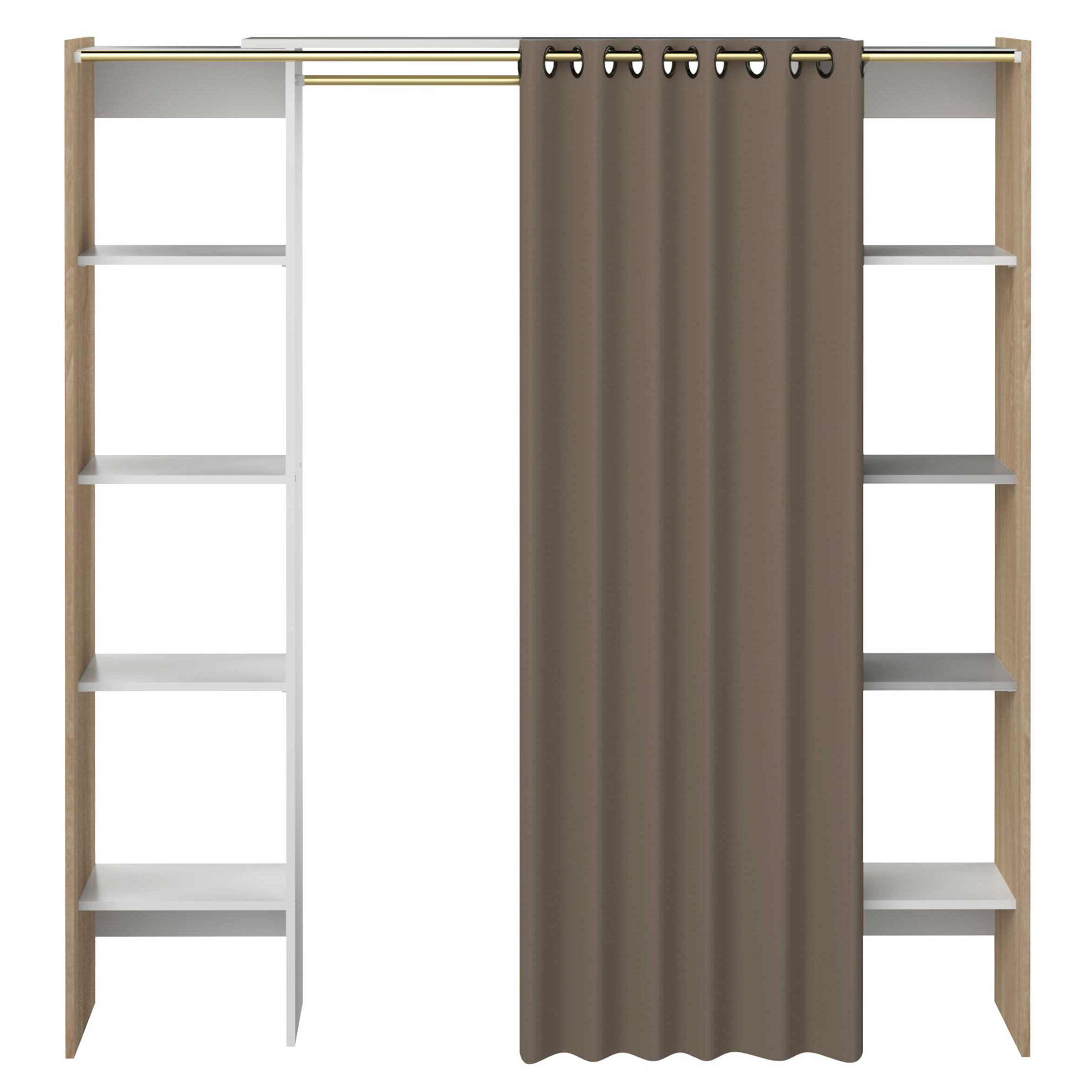 Armoire Spike 112/185cm avec rideau - chêne/taupe - Image 5
