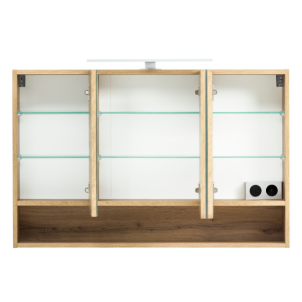 Armoire toilette Karan 100cm 3 portes avec éclairage - chêne - Image 10