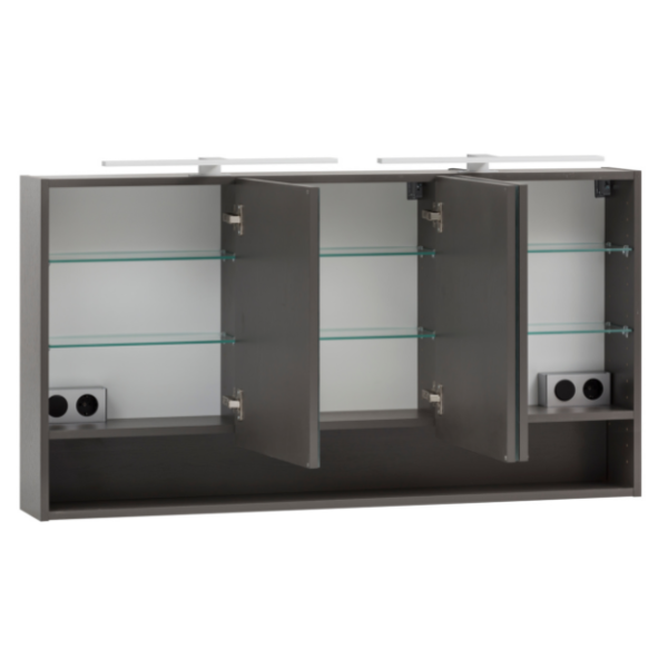 Armoire toilette Karan 120cm 3 portes avec éclairage - anthracite - Image 12