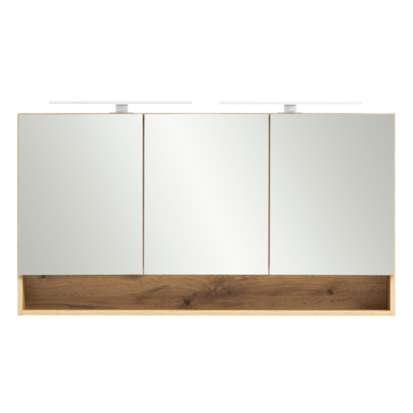 Armoire toilette Karan 120cm 3 portes avec éclairage - chêne - Image 11