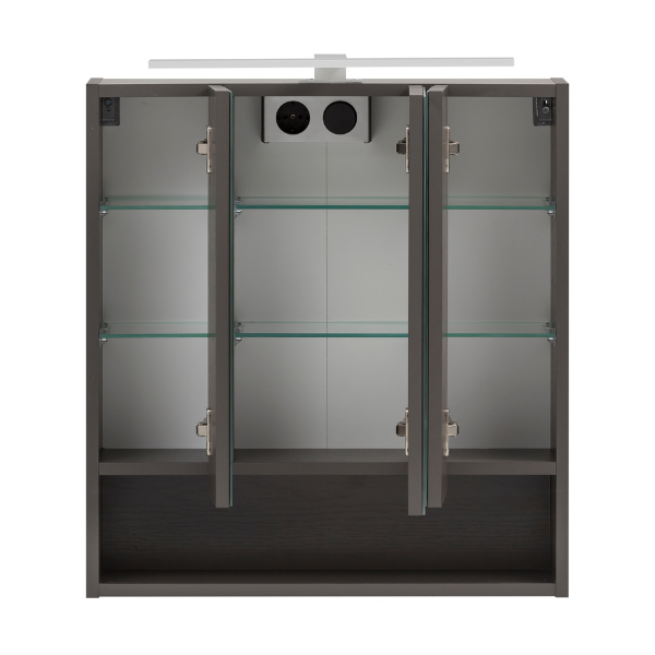 Armoire toilette Karan 60cm 3 portes avec éclairage - anthracite - Image 10