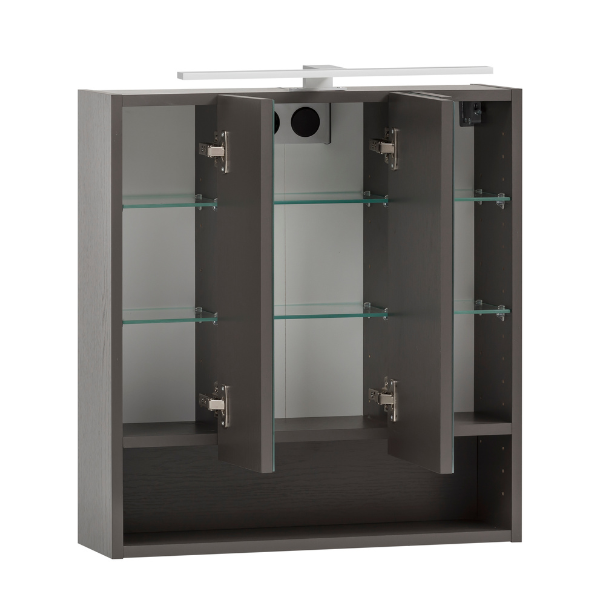 Armoire toilette Karan 60cm 3 portes avec éclairage - anthracite - Image 11