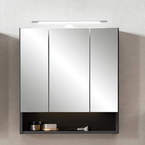 Armoire toilette Karan 60cm 3 portes avec éclairage - anthracite