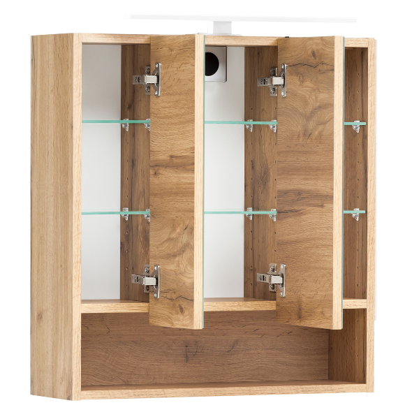 Armoire toilette Karan 60cm 3 portes avec éclairage - chêne - Image 11