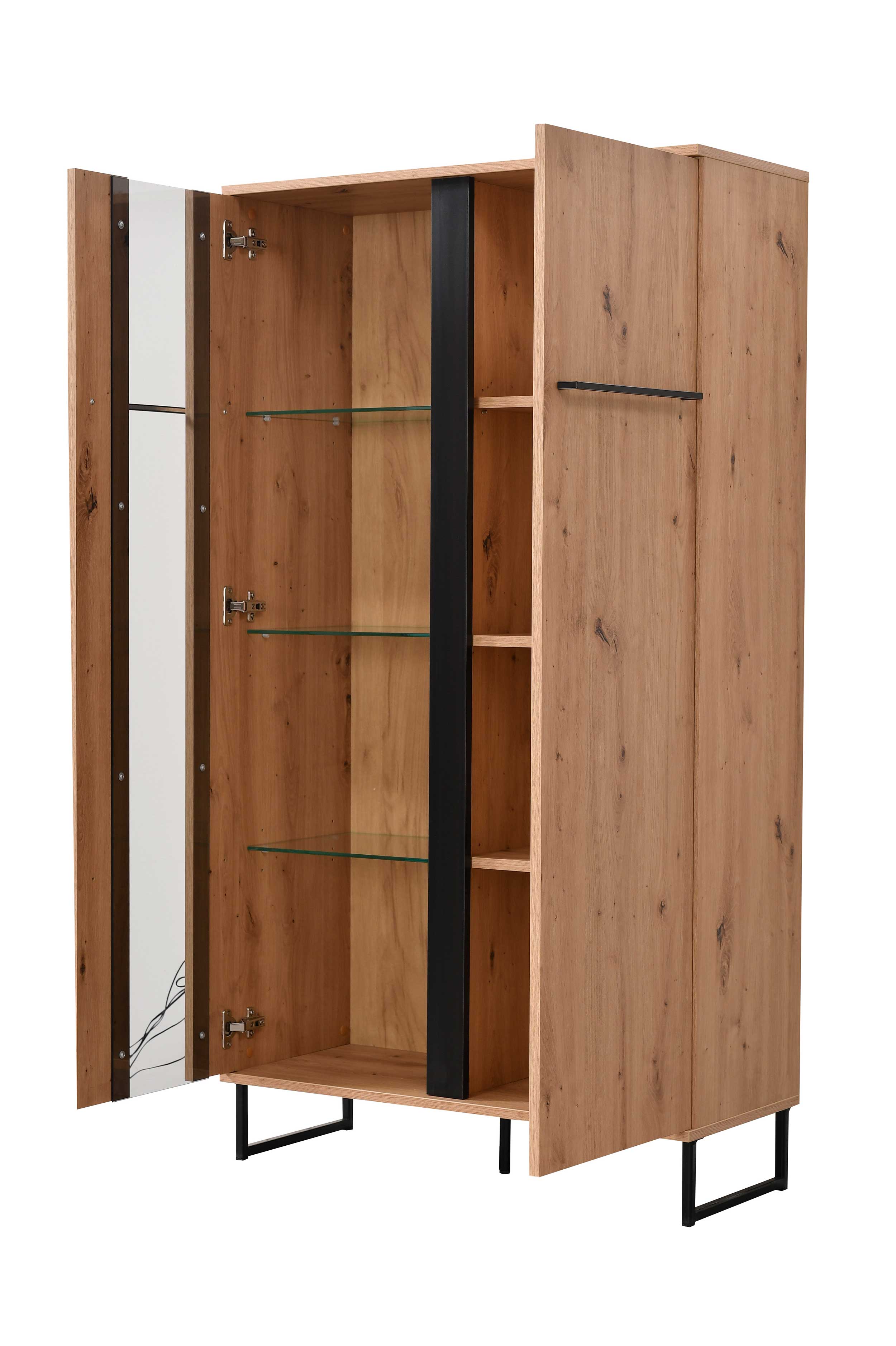 Armoire vitrée Hoggas 84cm 2 portes - chêne/noir - Image 2