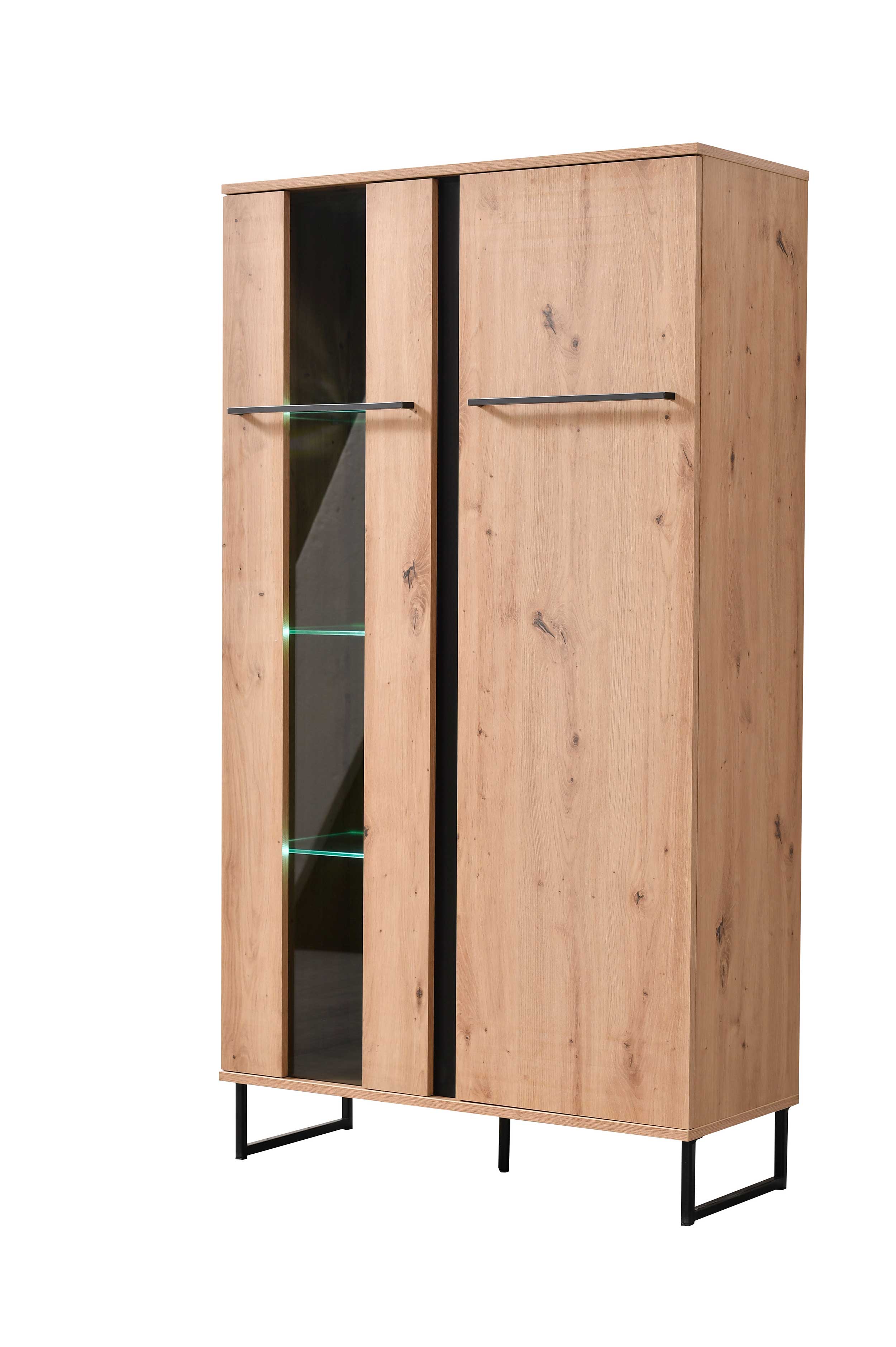 Armoire vitrée Hoggas 84cm 2 portes - chêne/noir - Image 6