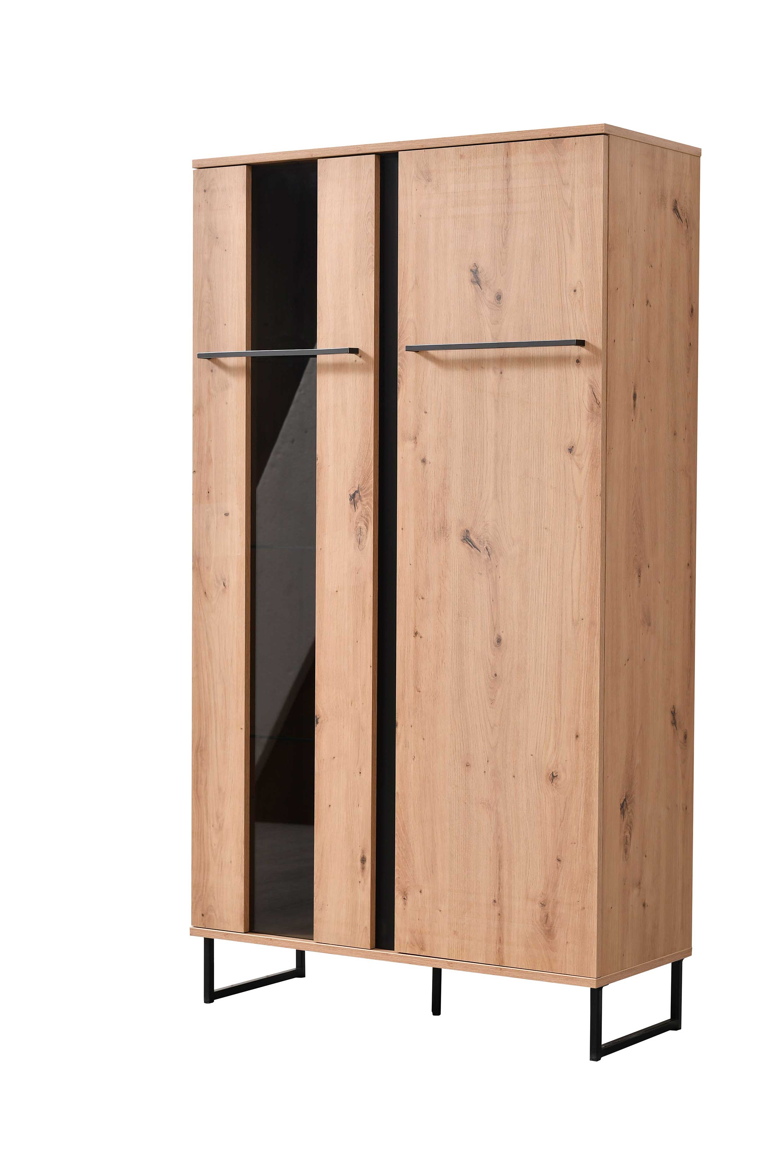 Armoire vitrée Hoggas 84cm 2 portes - chêne/noir - Image 9