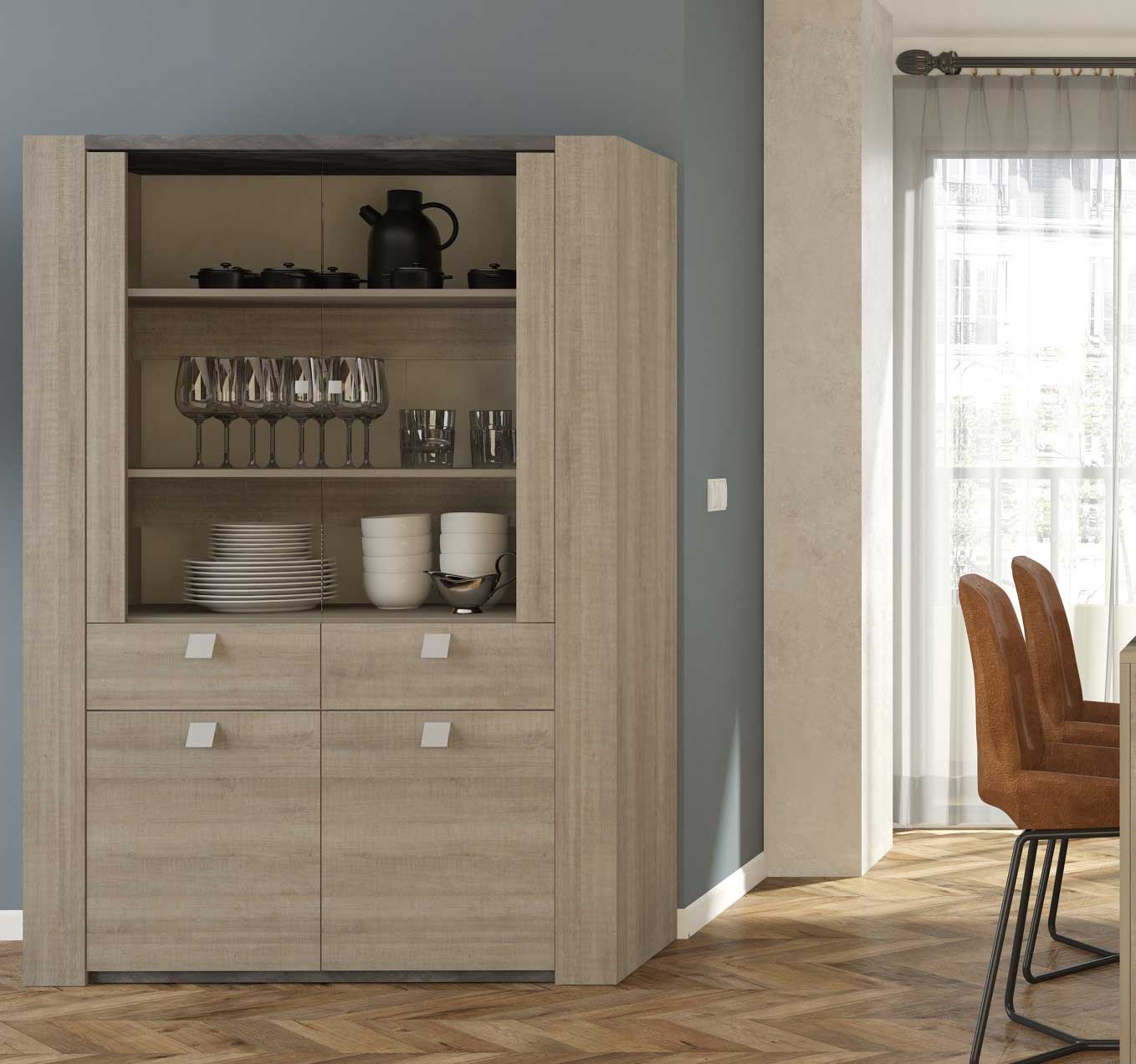 Armoire vitrée Iris - gris béton - Image 3