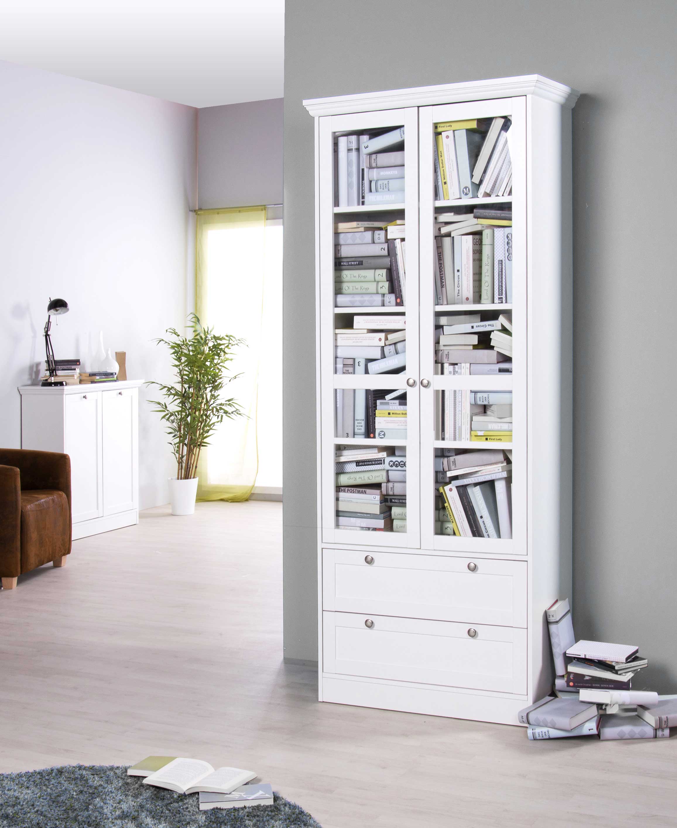 Armoire vitrée Landwood esprit campagne - blanc - Image 9