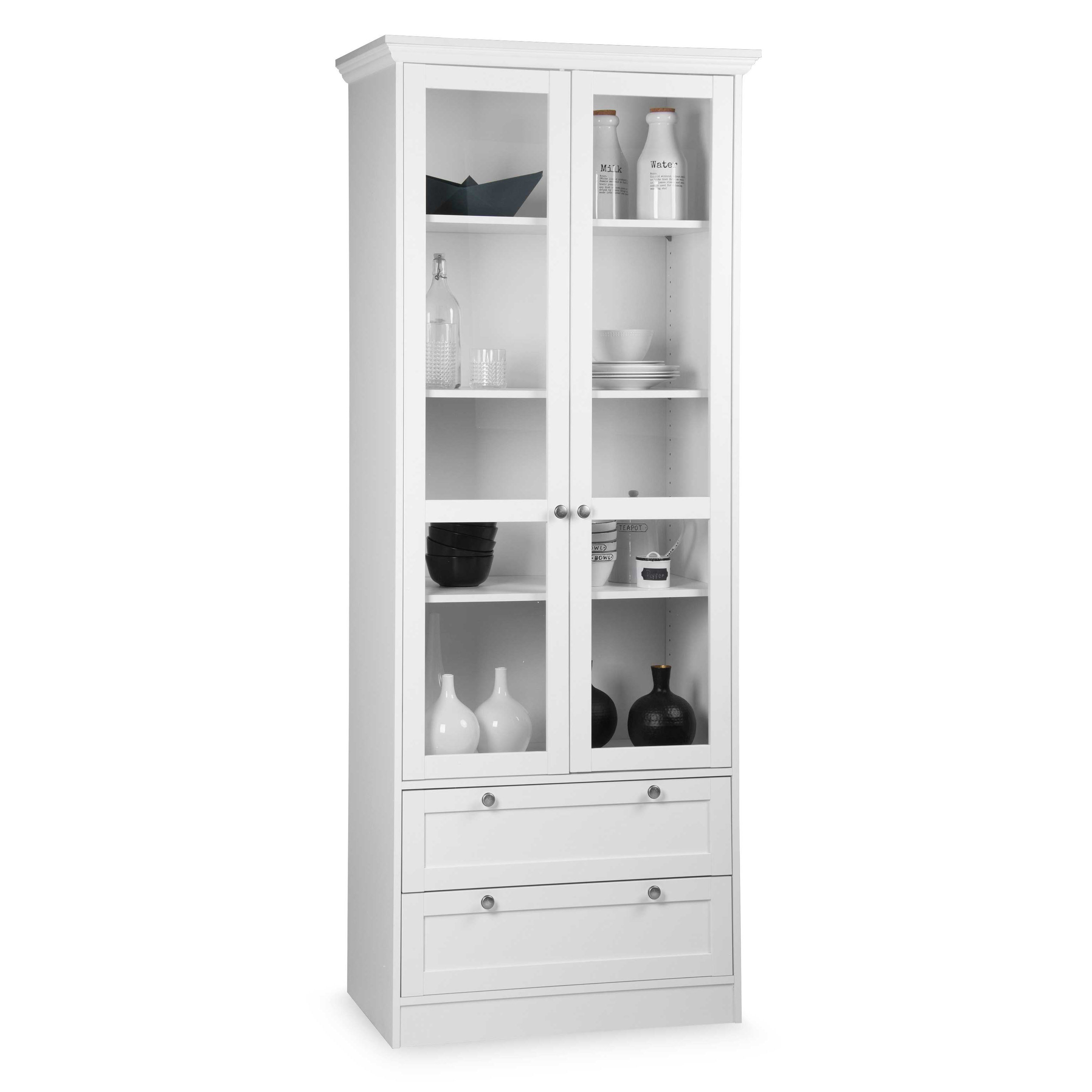 Armoire vitrée Landwood esprit campagne - blanc