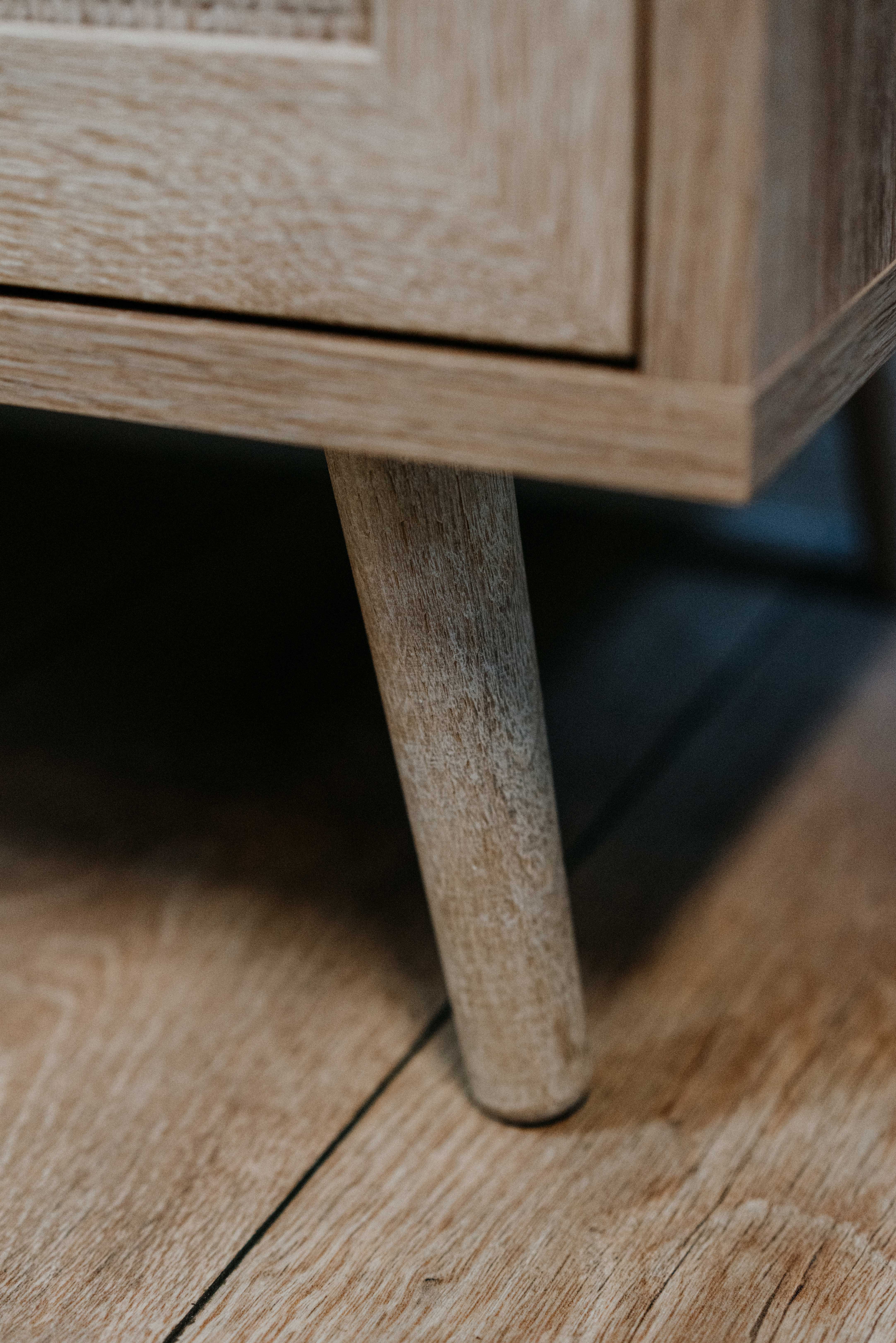 Bahut Bilal 150cm 3 portes - chêne/raphia imprimé