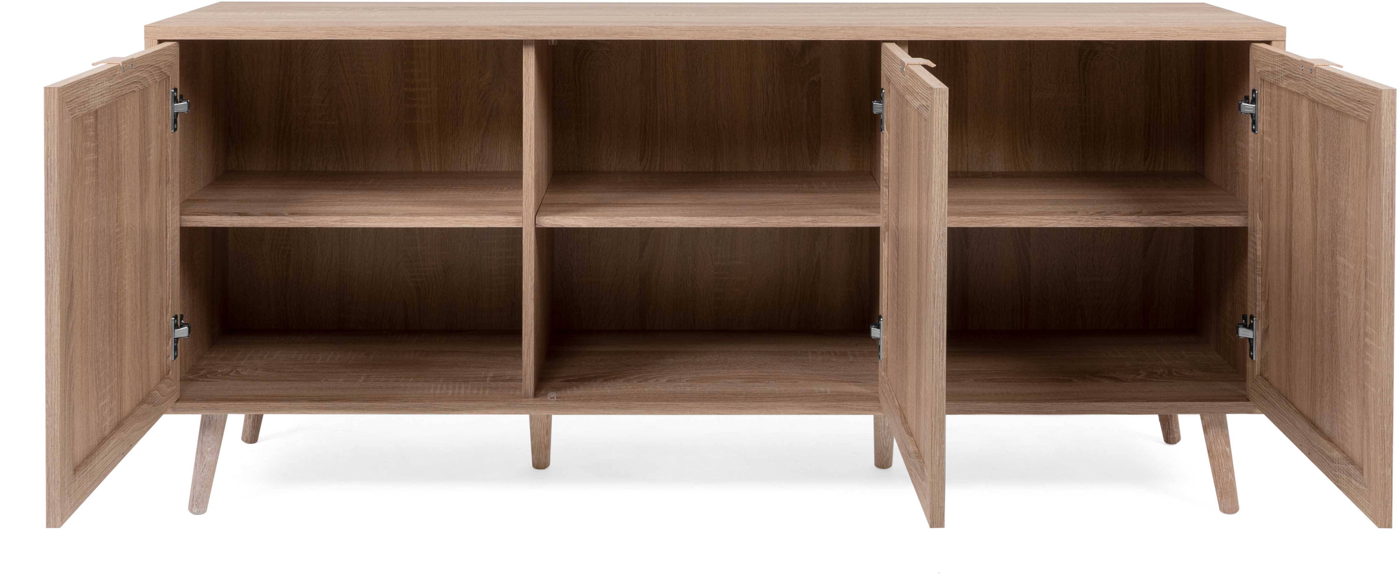 Bahut Bilal 150cm 3 portes - chêne/raphia imprimé - Image 7