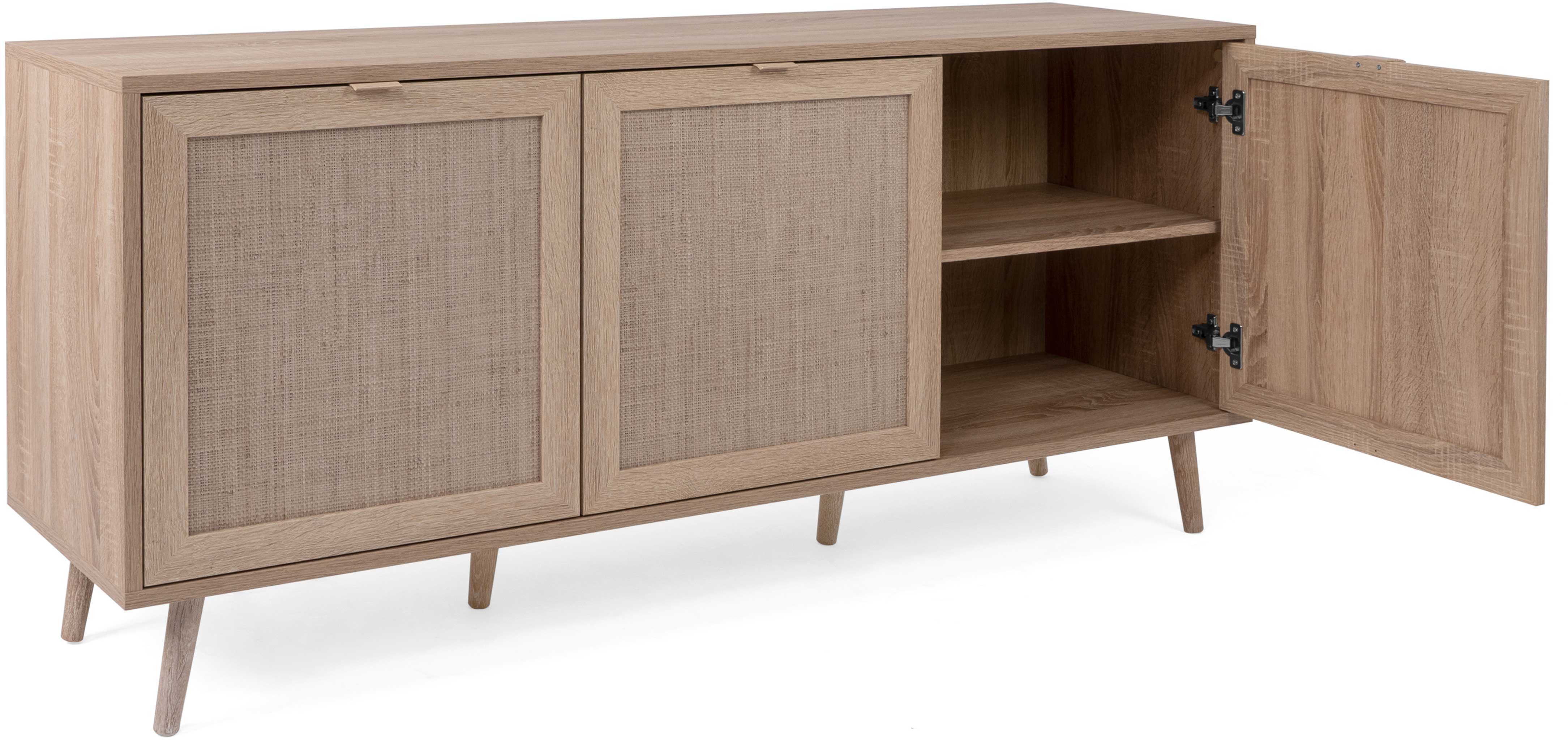 Bahut Bilal 150cm 3 portes - chêne/raphia imprimé - Image 9