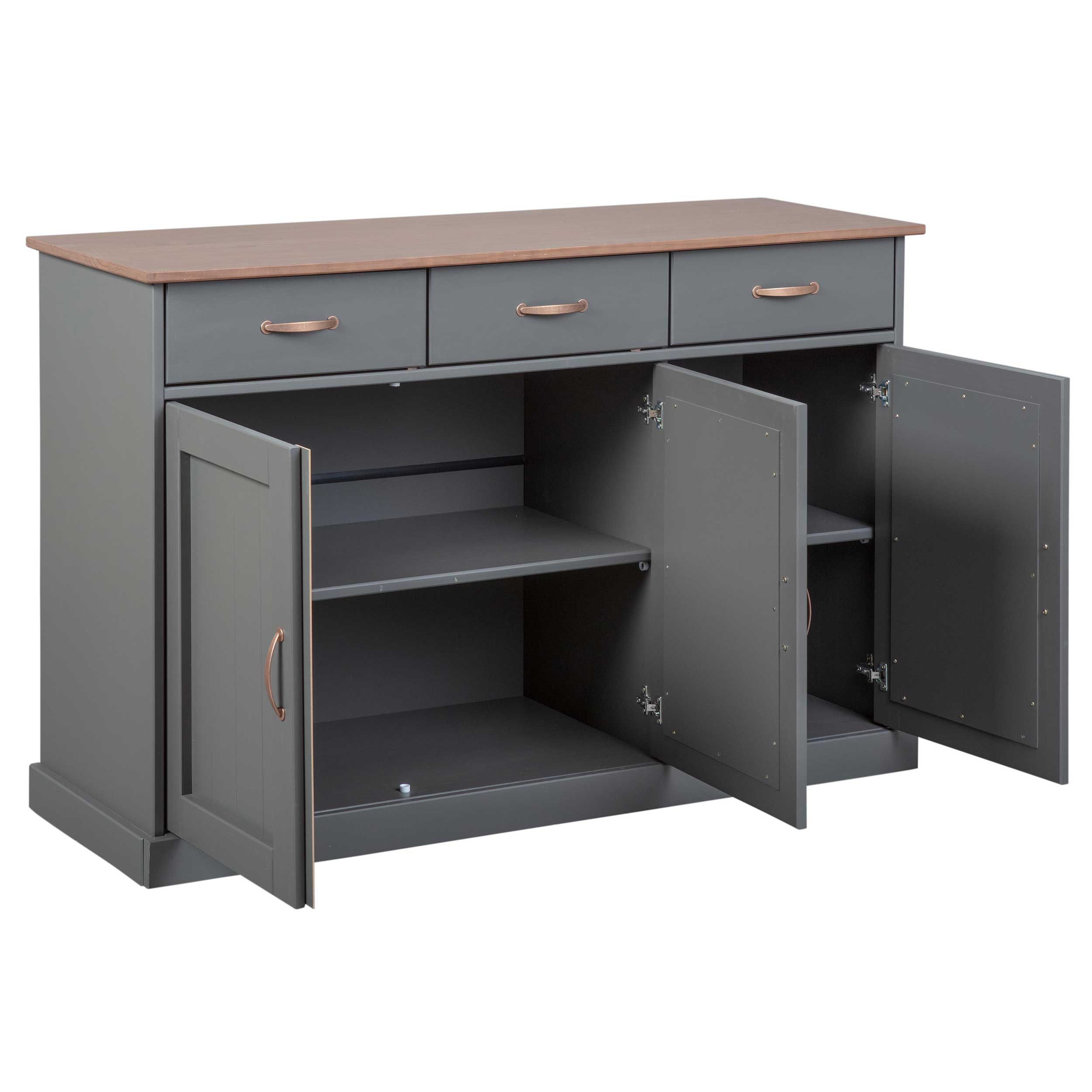 Bahut Cerci 131cm à 3 portes & 3 tiroirs - gris - Image 5