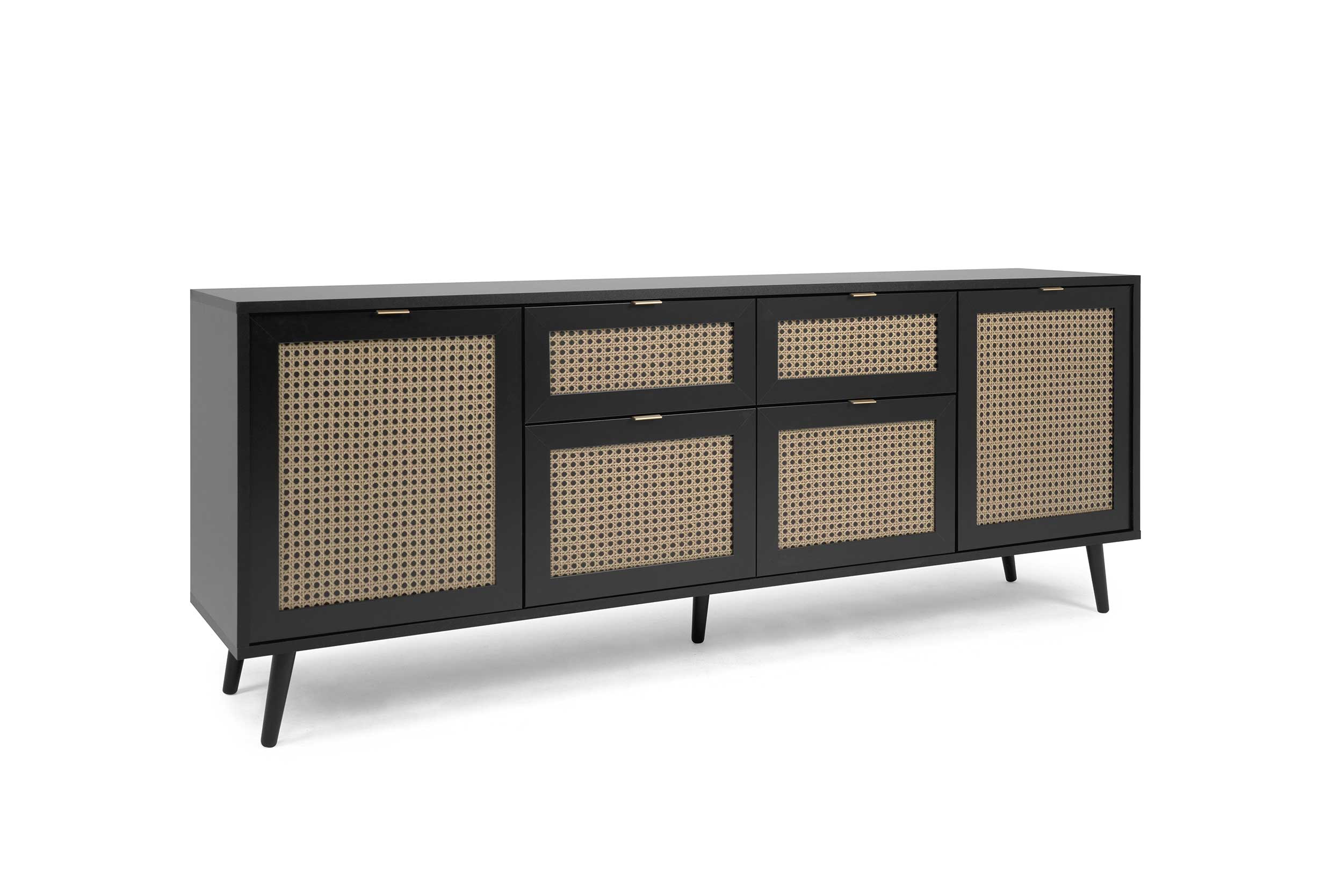 Bahut Daka 180cm 4 portes & 2 tiroirs - noir/beige - Image 10