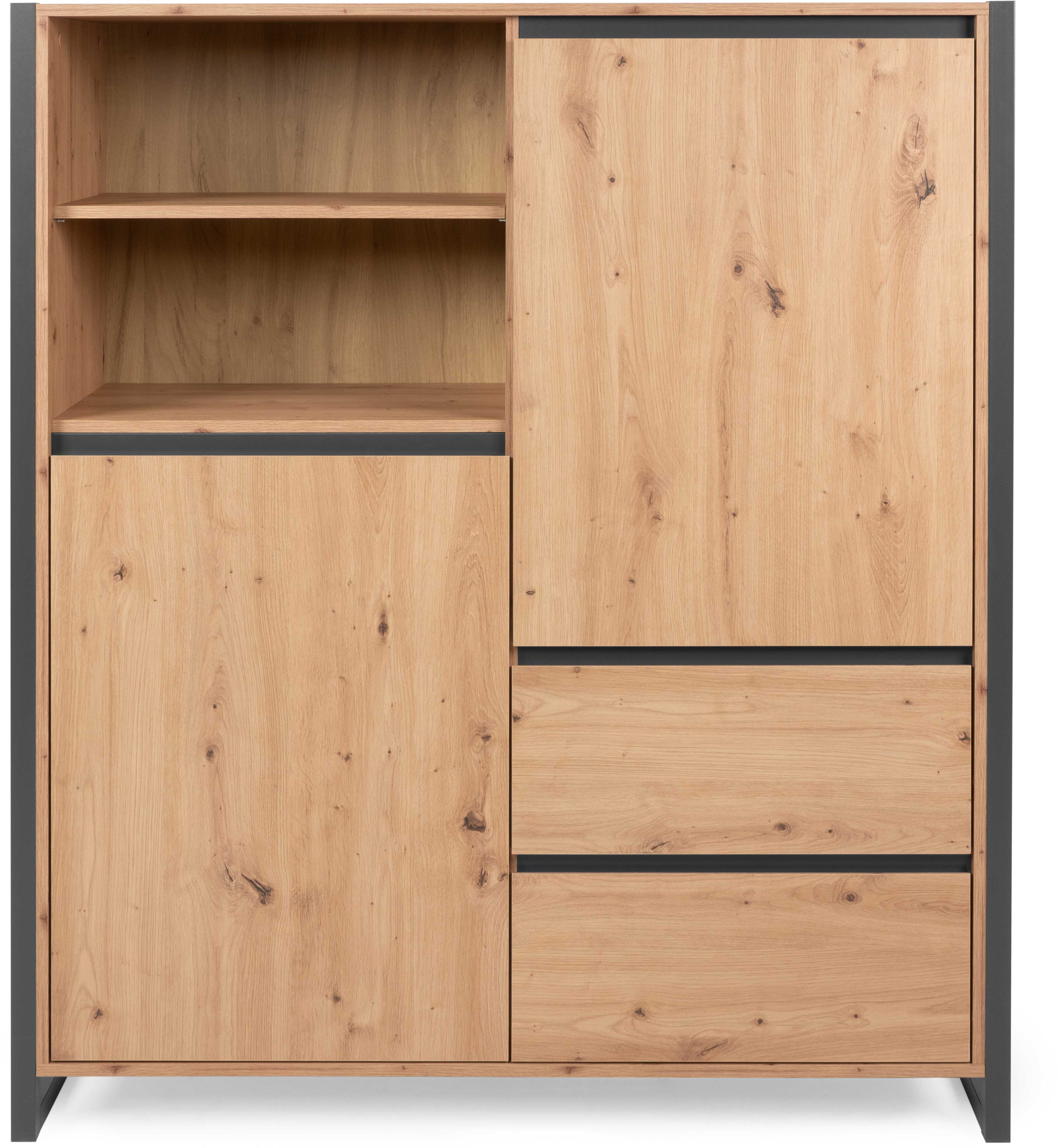 Bahut Damon haut 120cm 2 portes - chêne/anthracite - Image 7