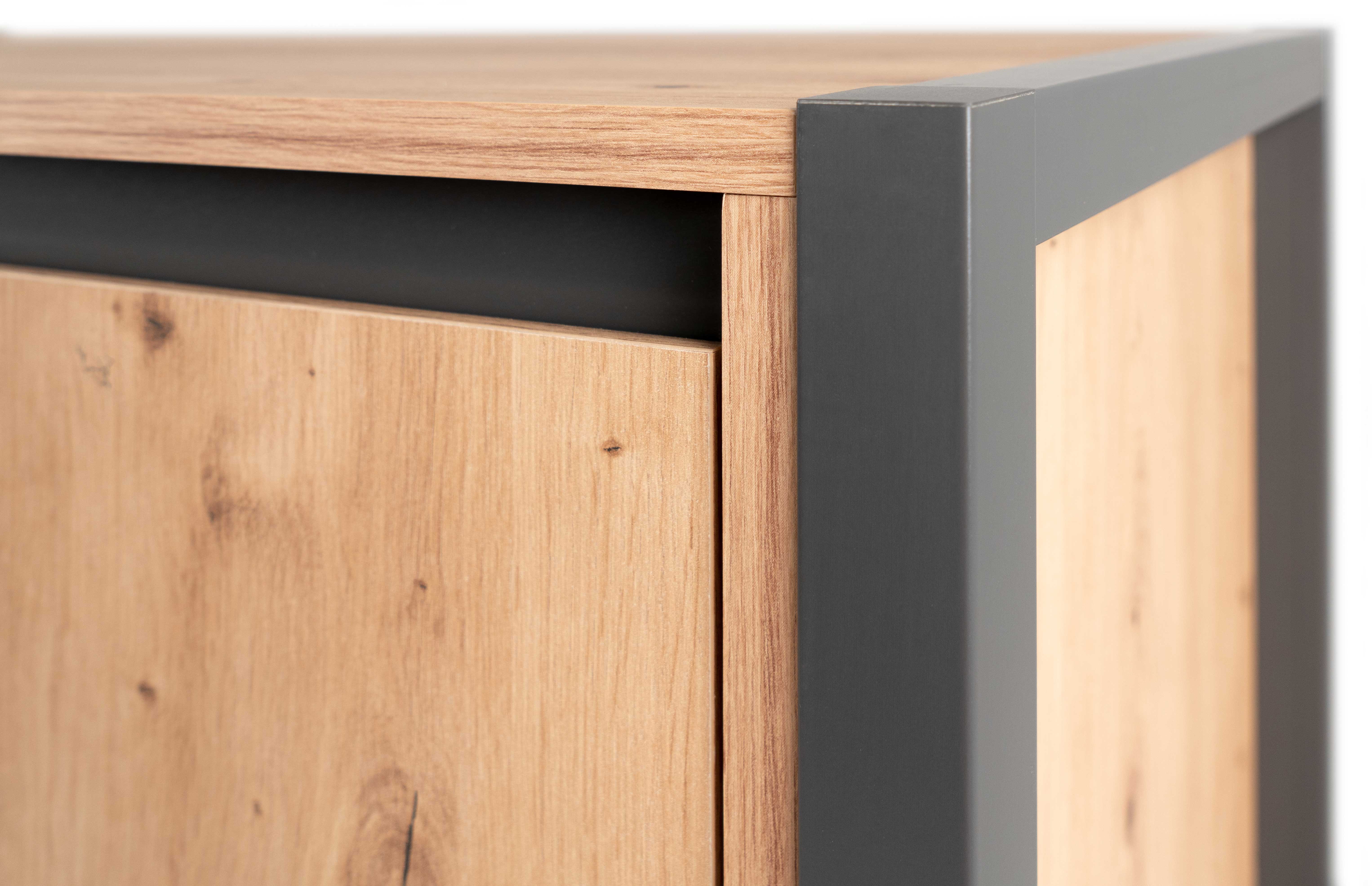 Bahut Damon haut 120cm 2 portes - chêne/anthracite - Image 8