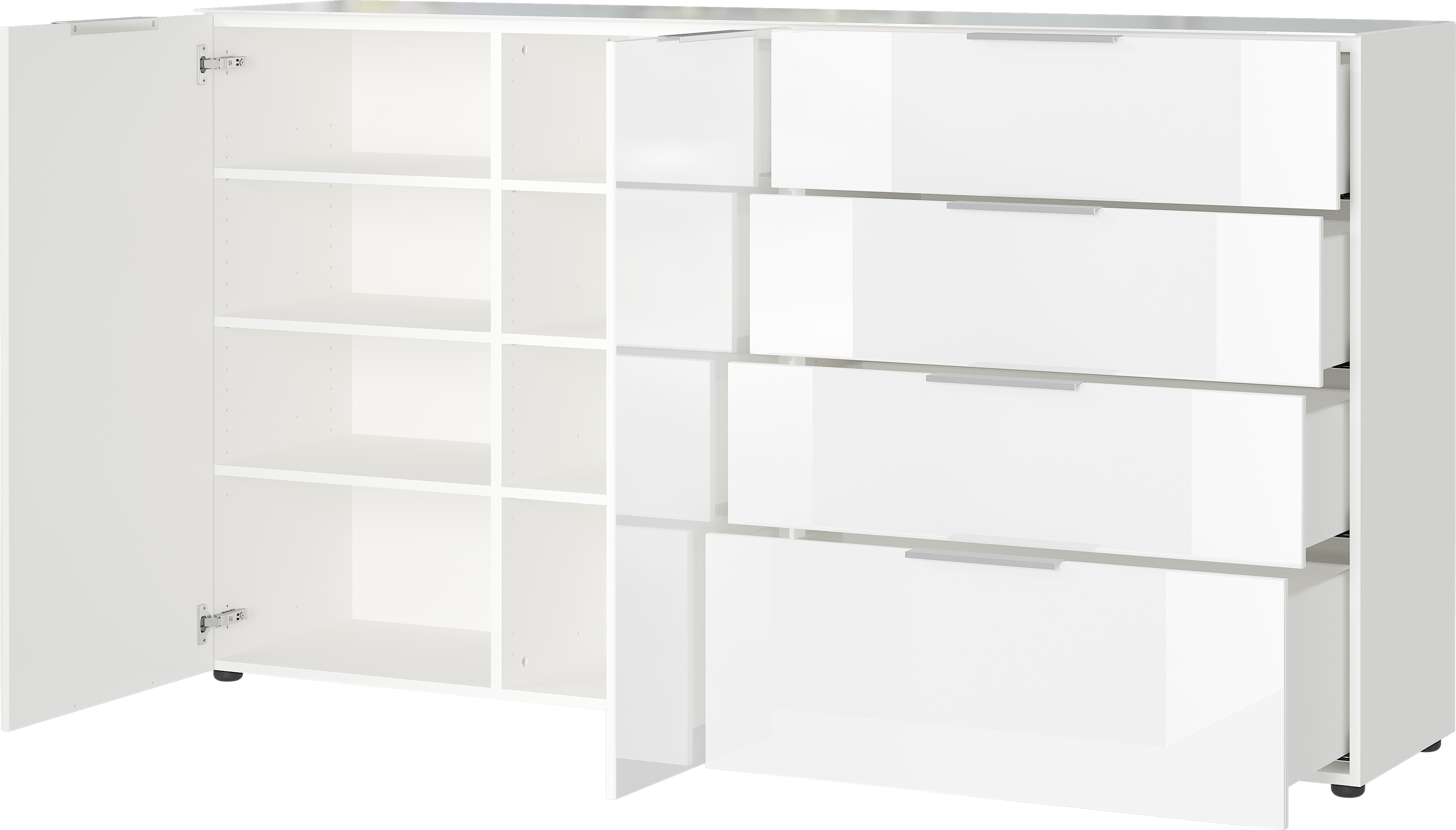 Bahut Dudek 184cm avec 2 portes & 4 tiroirs - blanc - Image 5