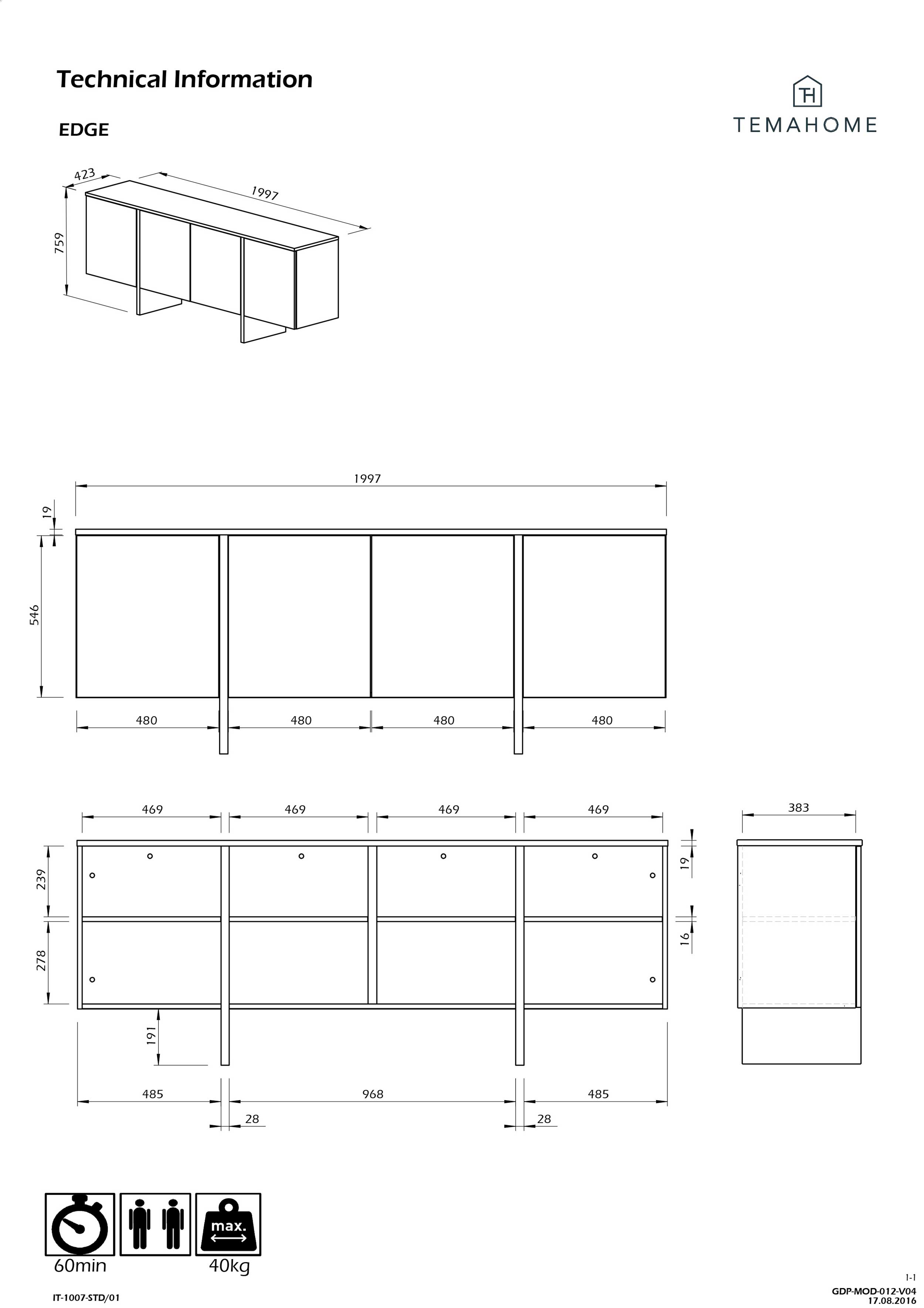 Bahut Echo - blanc/noyer - Image 2