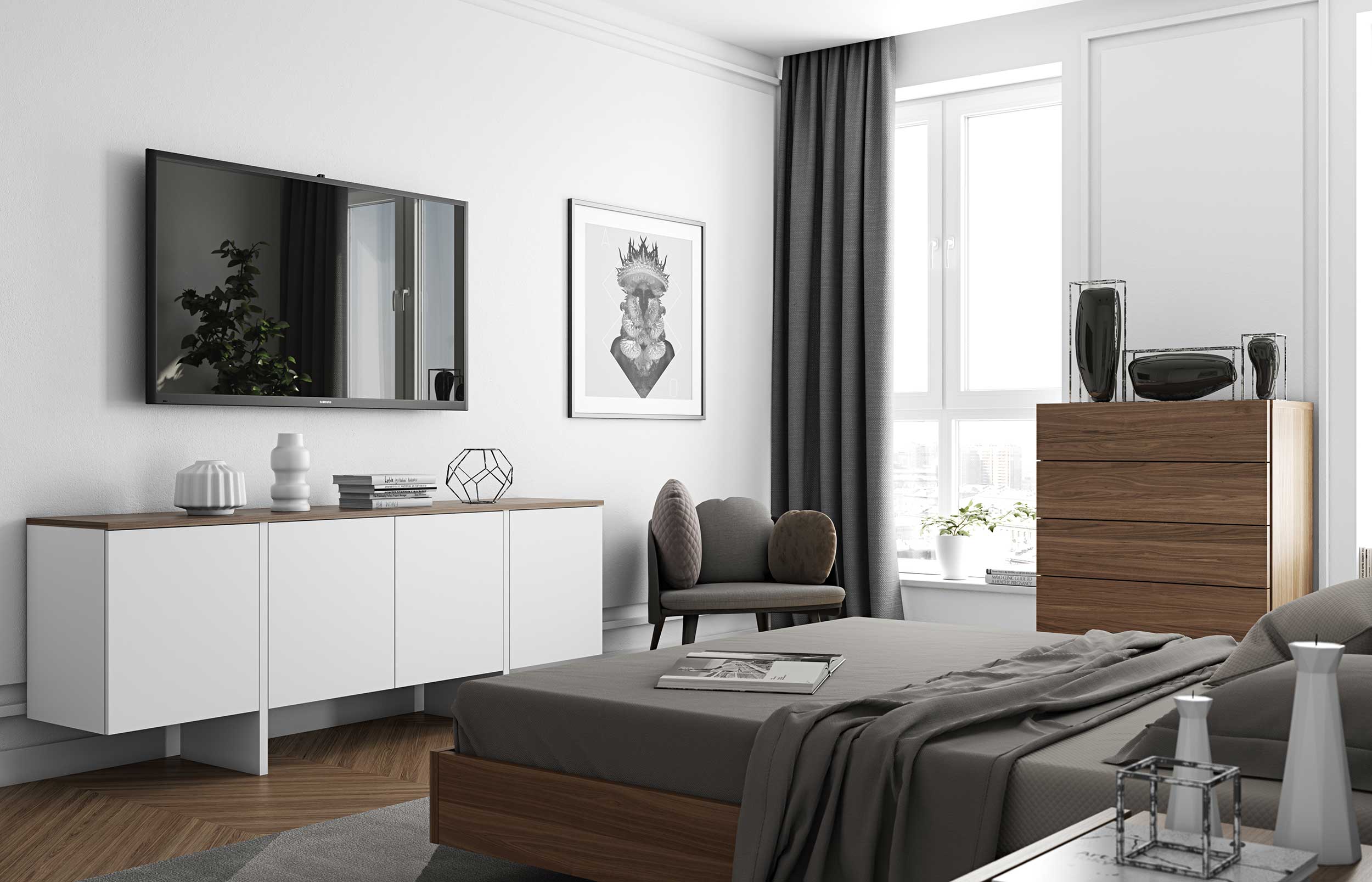 Bahut Echo - blanc/noyer - Image 8