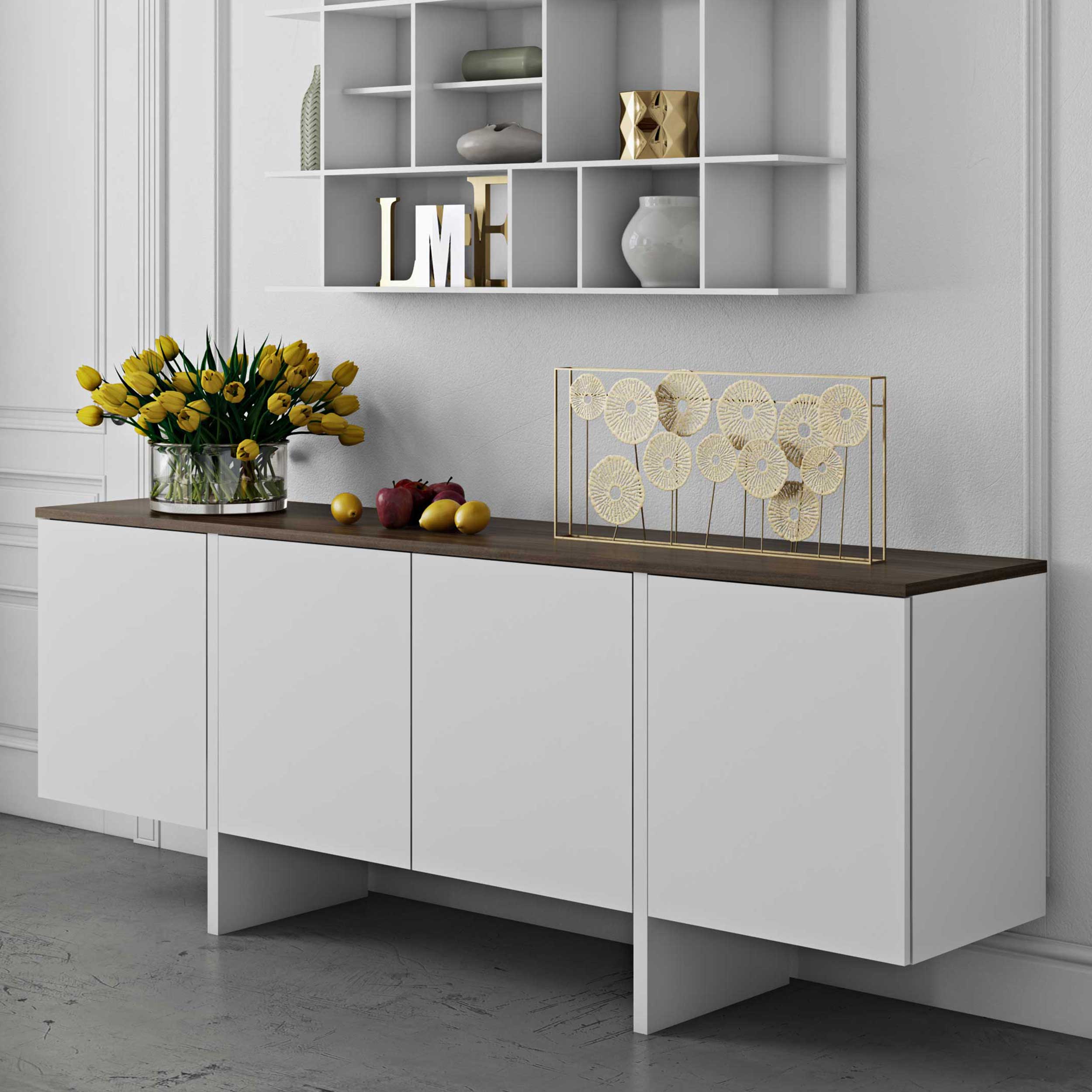 Bahut Echo - blanc/noyer