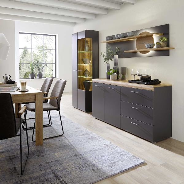 Bahut Enso 2 portes & 3 tiroirs - anthracite/chêne - Image 2