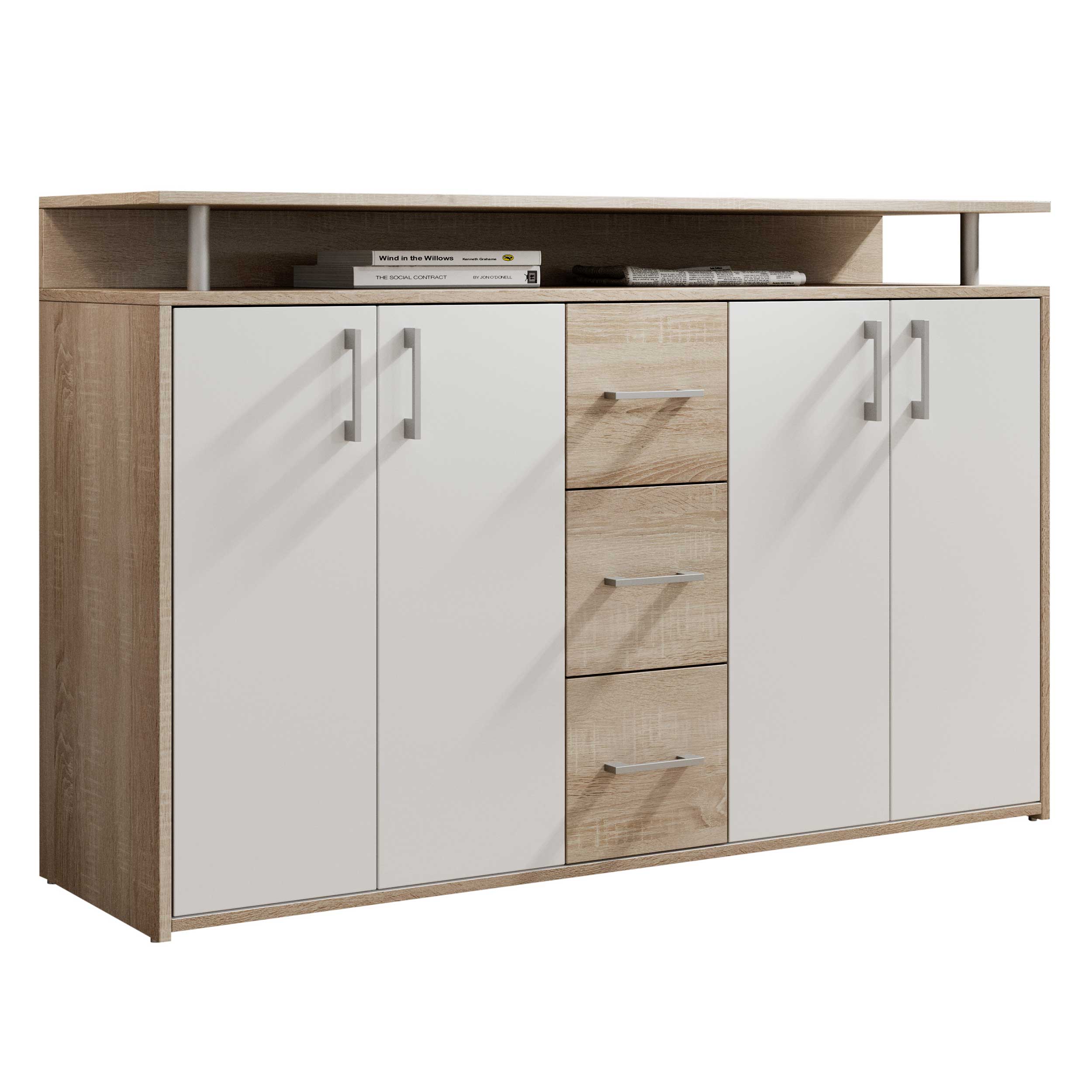 Bahut Flotar 4 portes 3 tiroirs - blanc/chêne - Image 10