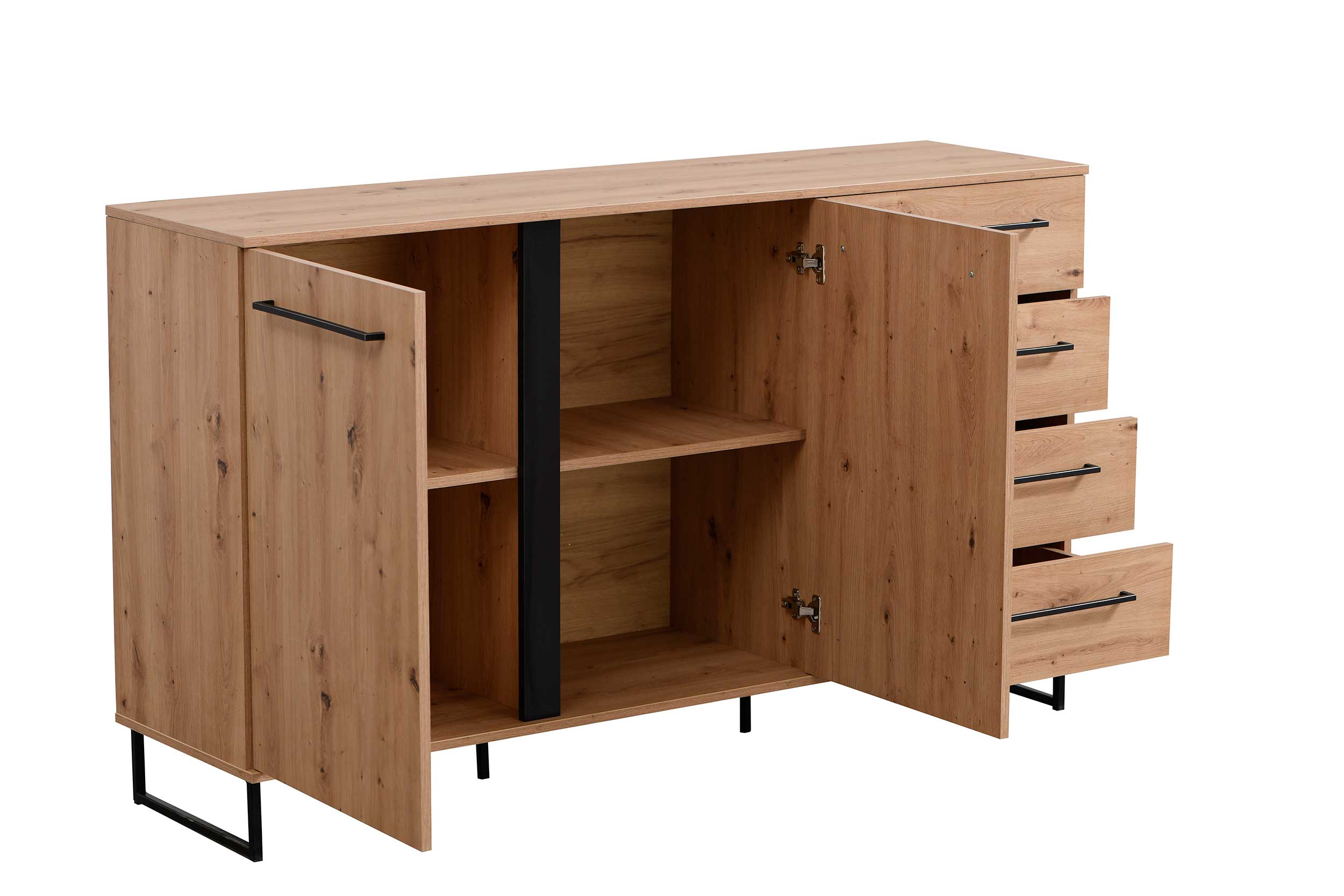 Bahut Hoggas 159cm 4 portes & 2 tiroirs - chêne - Image 3